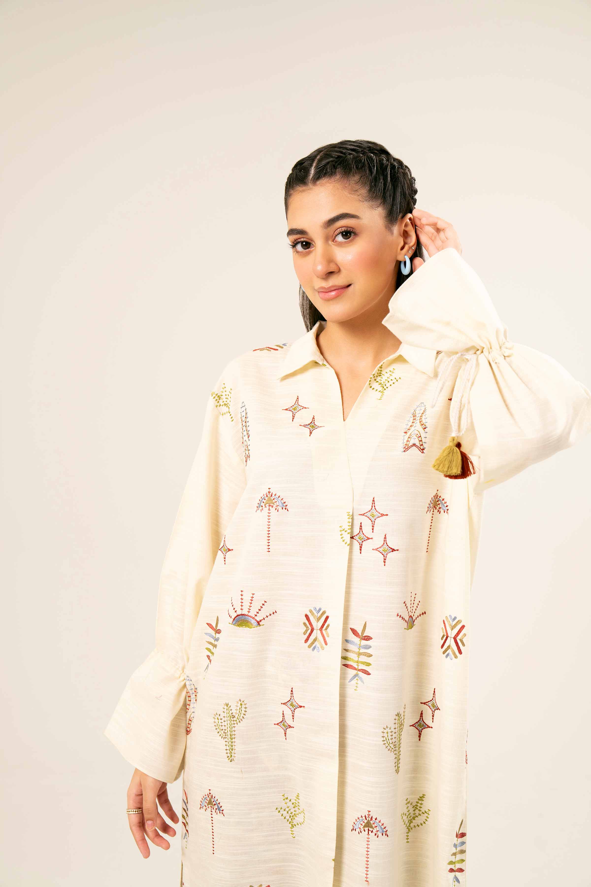 2 Piece - Printed Embroidered Suit - PW24-431 - Image 8