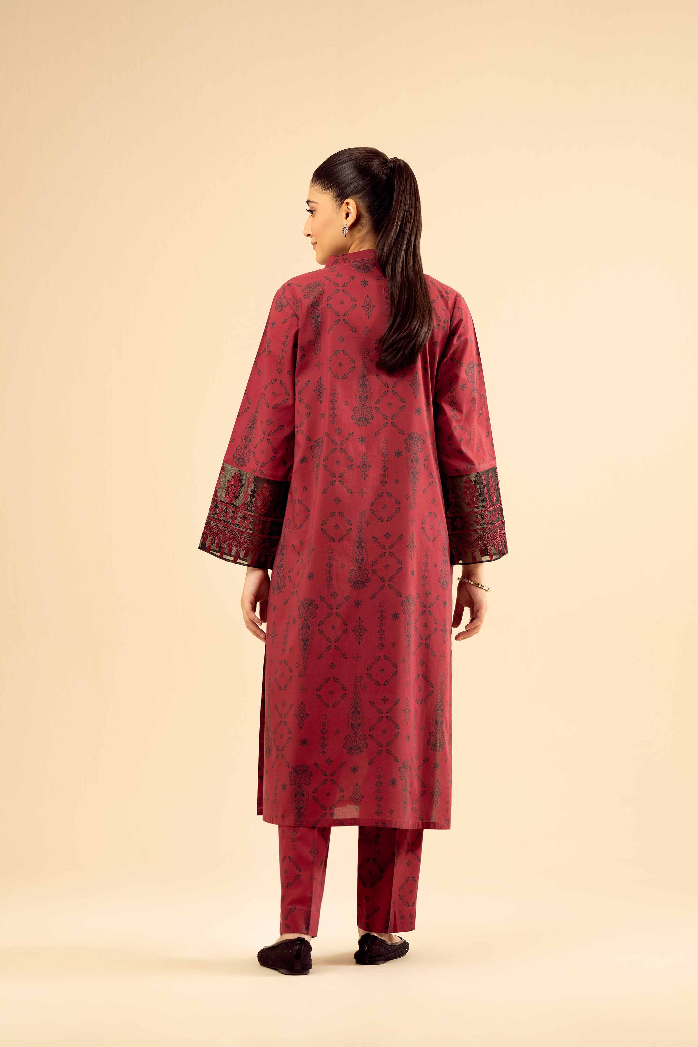 2 Piece - Printed Embroidered Suit - PW25-09 - Image 3