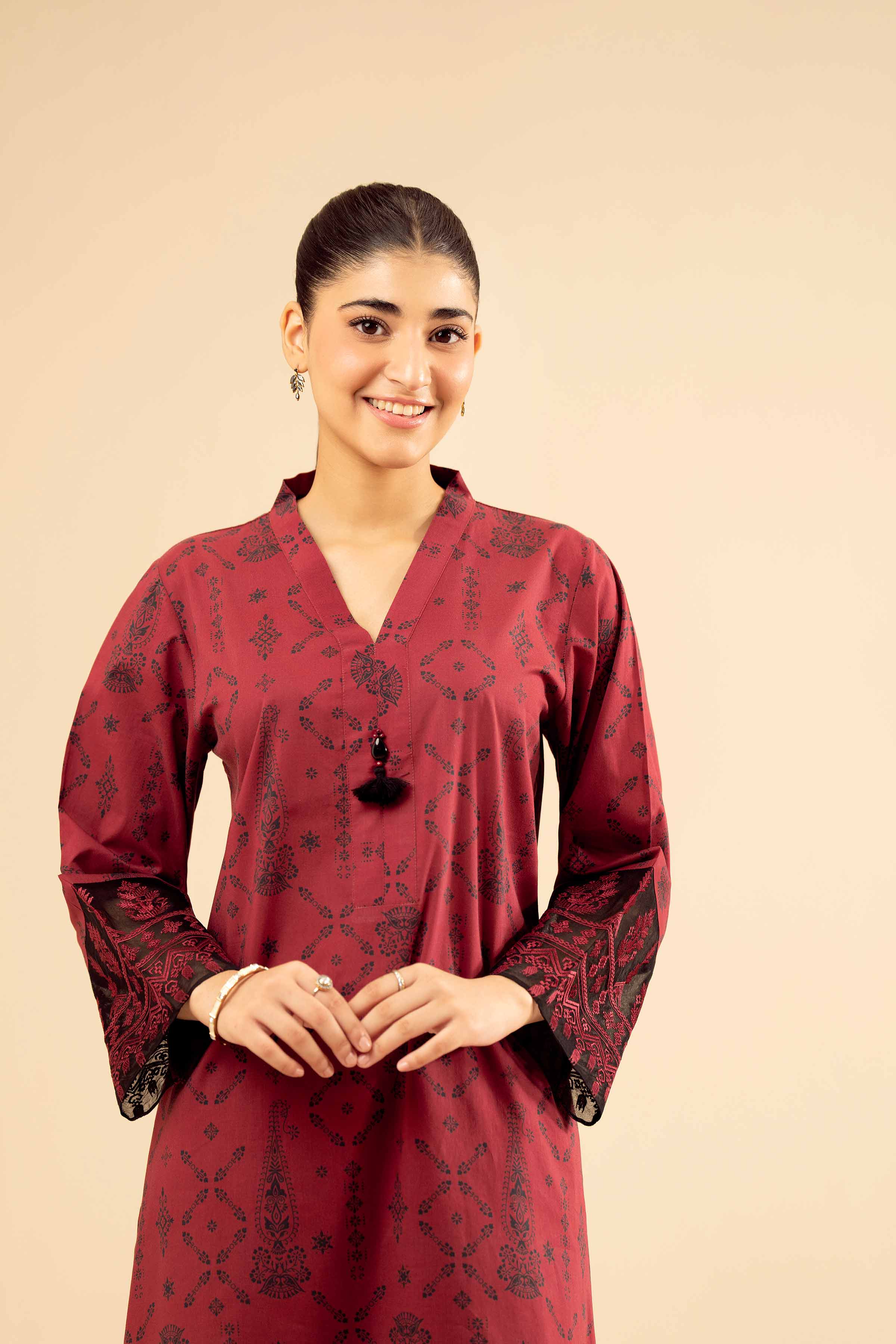 2 Piece - Printed Embroidered Suit - PW25-09 - Image 6