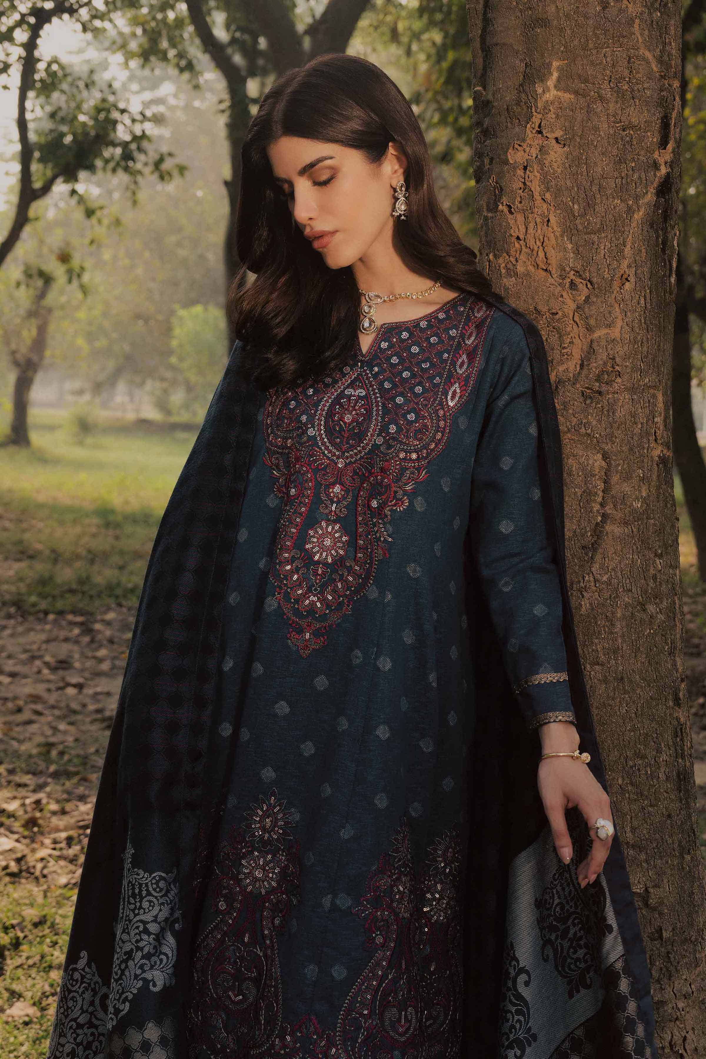 3 Piece - Printed Embroidered Suit - PW25-179 - Image 2