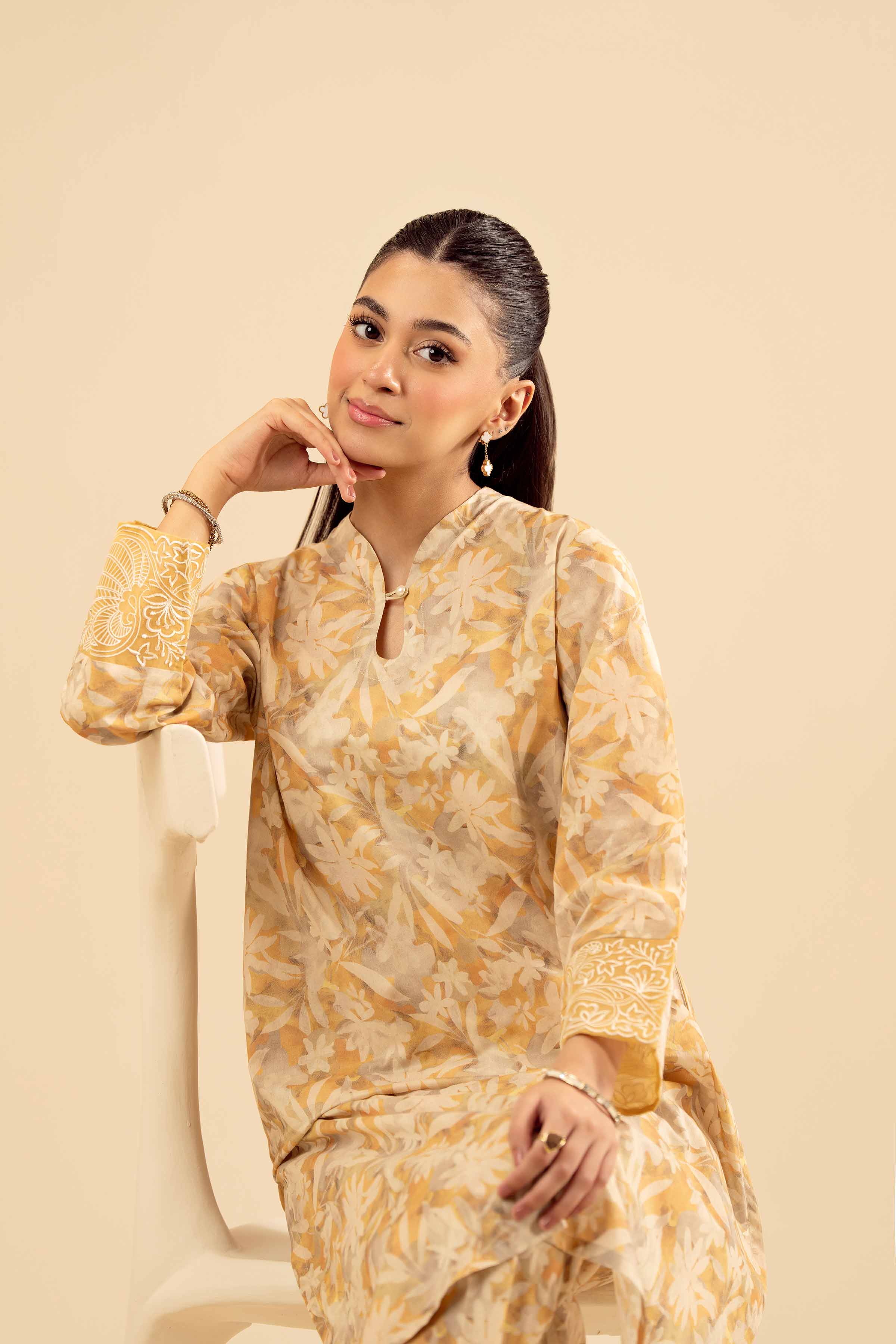 2 Piece - Printed Embroidered Suit - PW25-199 - Image 6