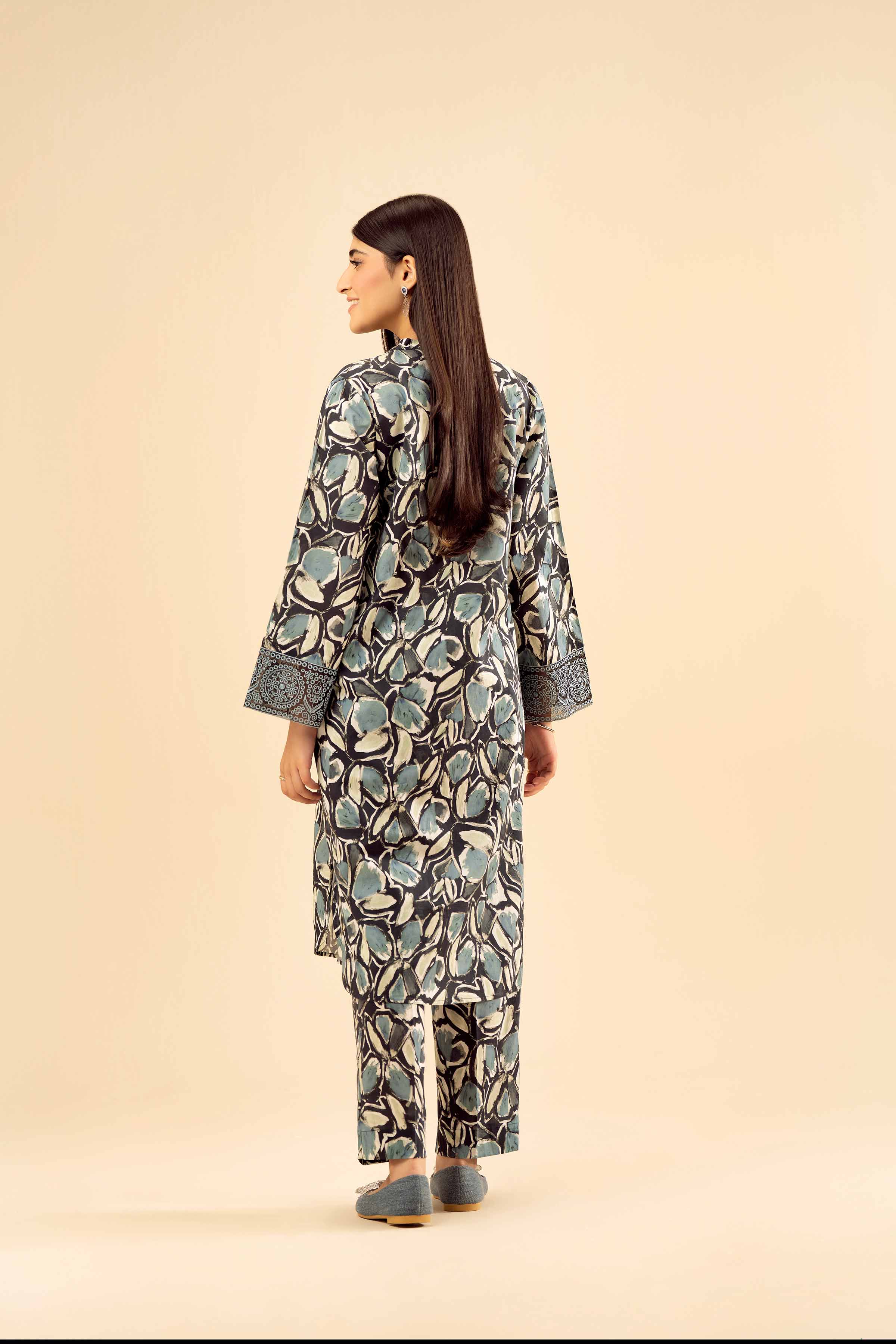 2 Piece - Printed Embroidered Suit - PW25-20 - Image 3