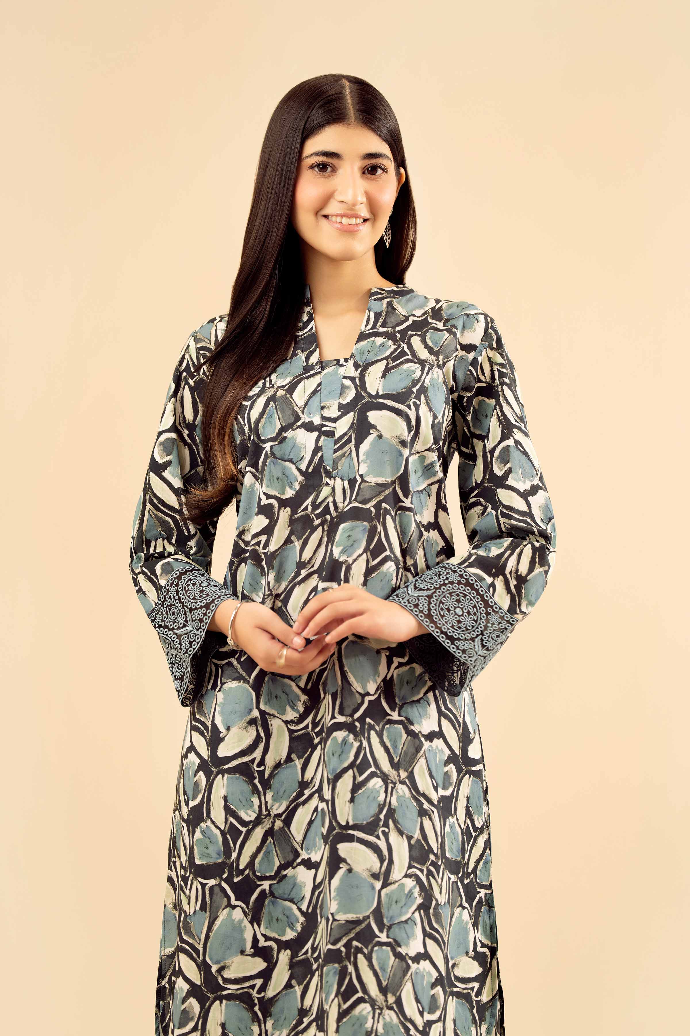 2 Piece - Printed Embroidered Suit - PW25-20 - Image 6