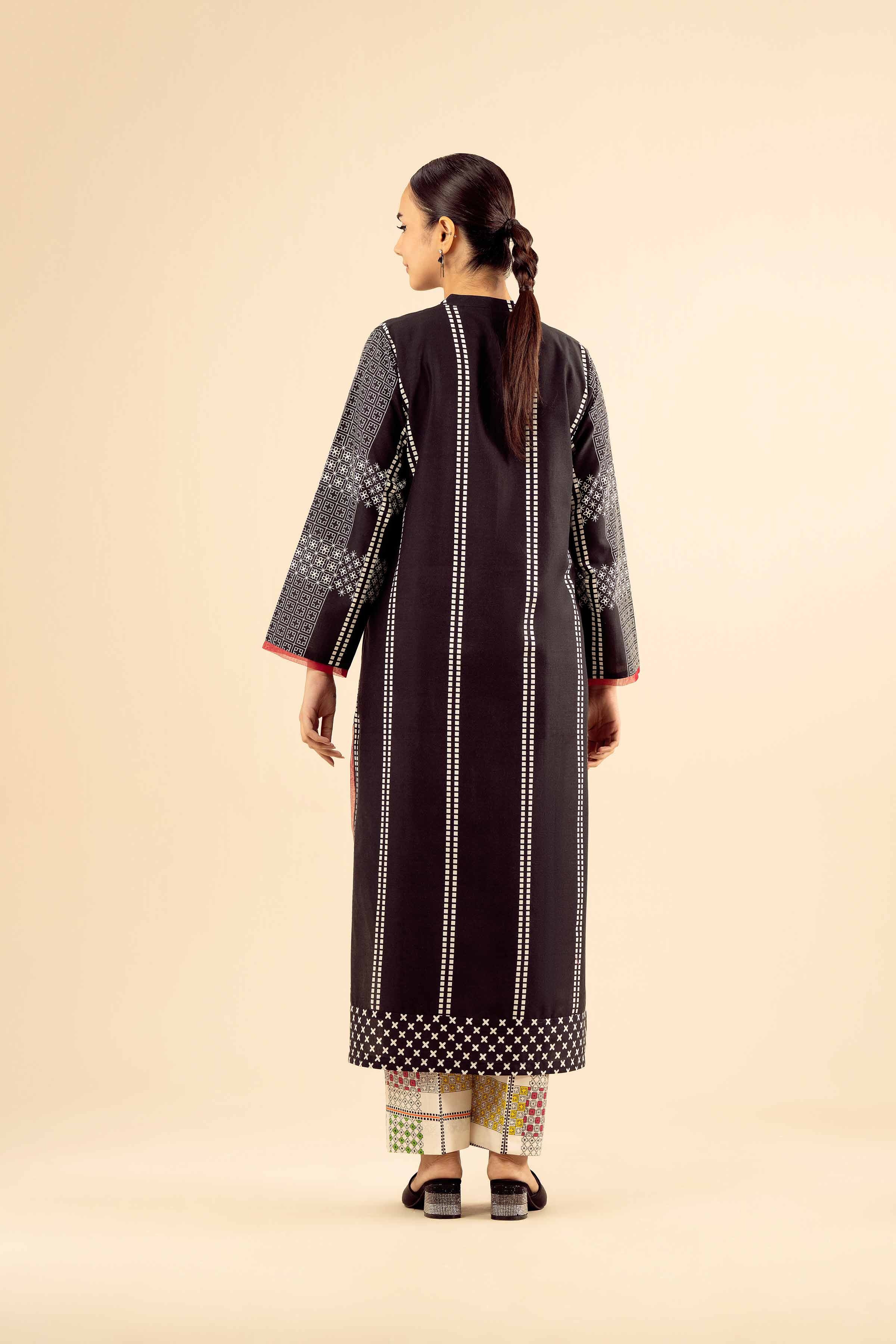 2 Piece - Printed Embroidered Suit - PW25-209 - Image 3
