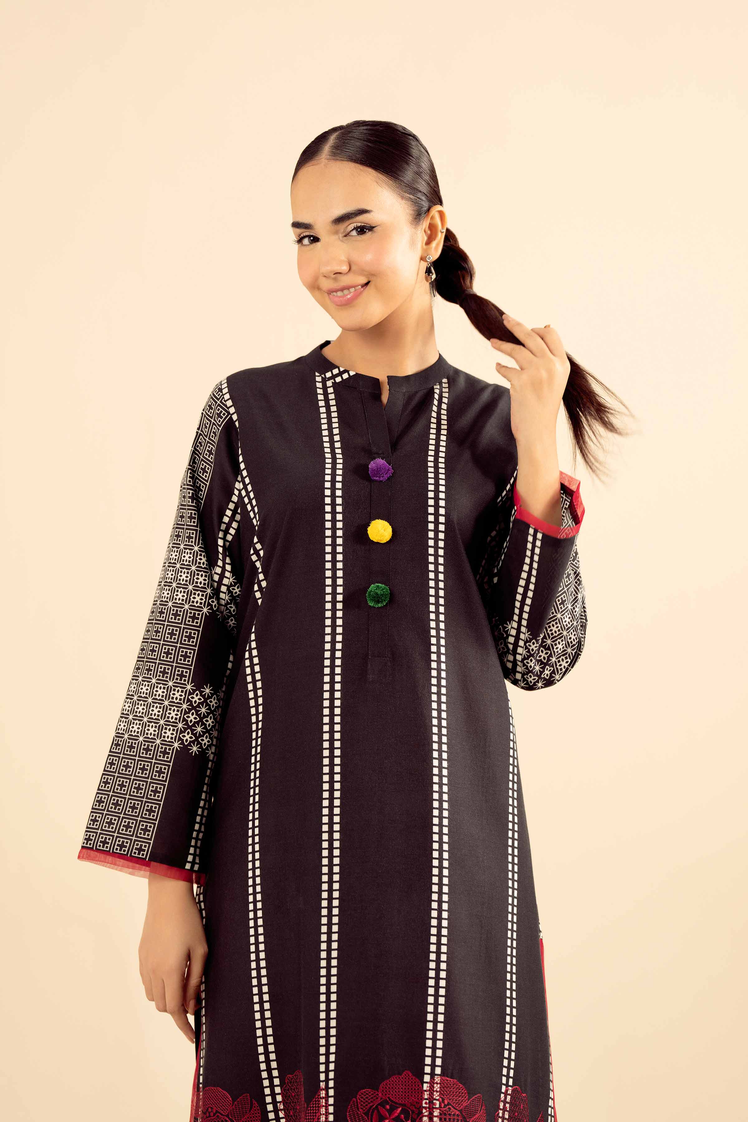 2 Piece - Printed Embroidered Suit - PW25-209 - Image 7