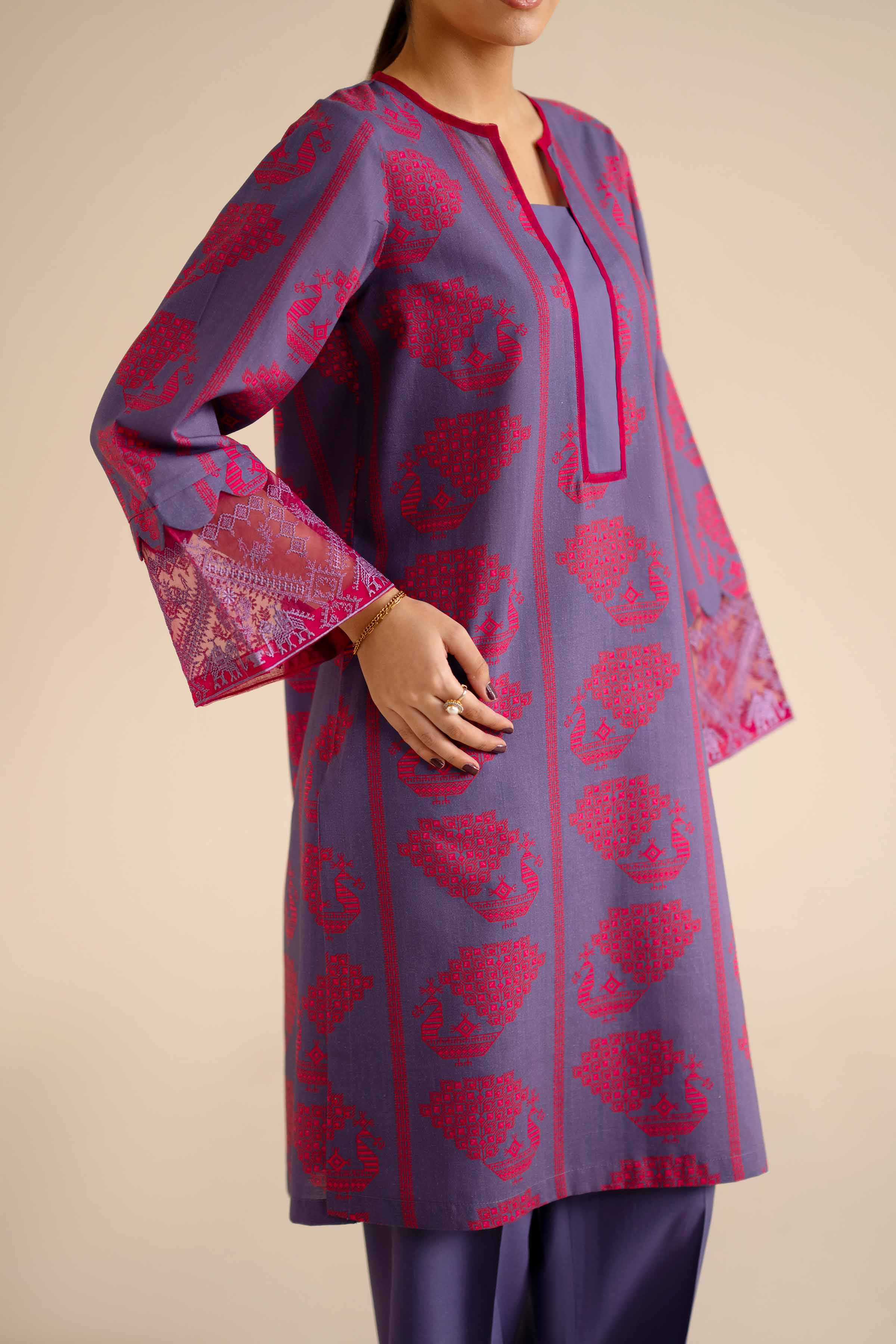 2 Piece - Embroidered Suit - PW25-210 - Image 6
