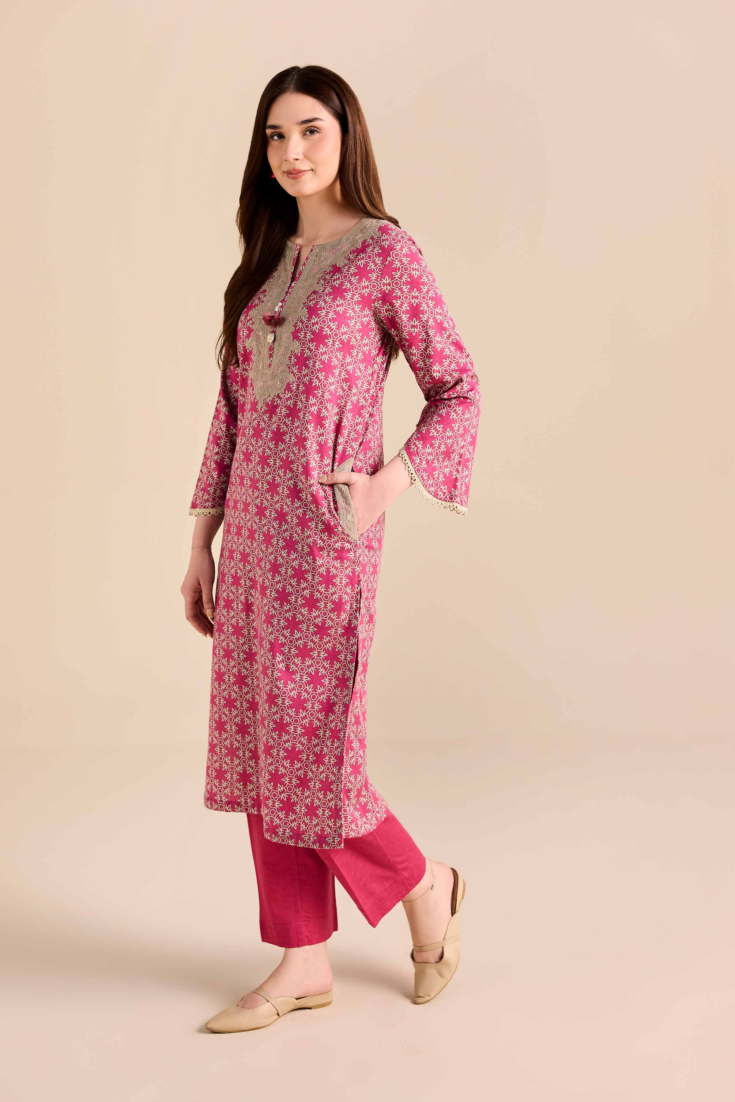 2 Piece - Printed Embroidered Suit - PW25-217 - Image 4