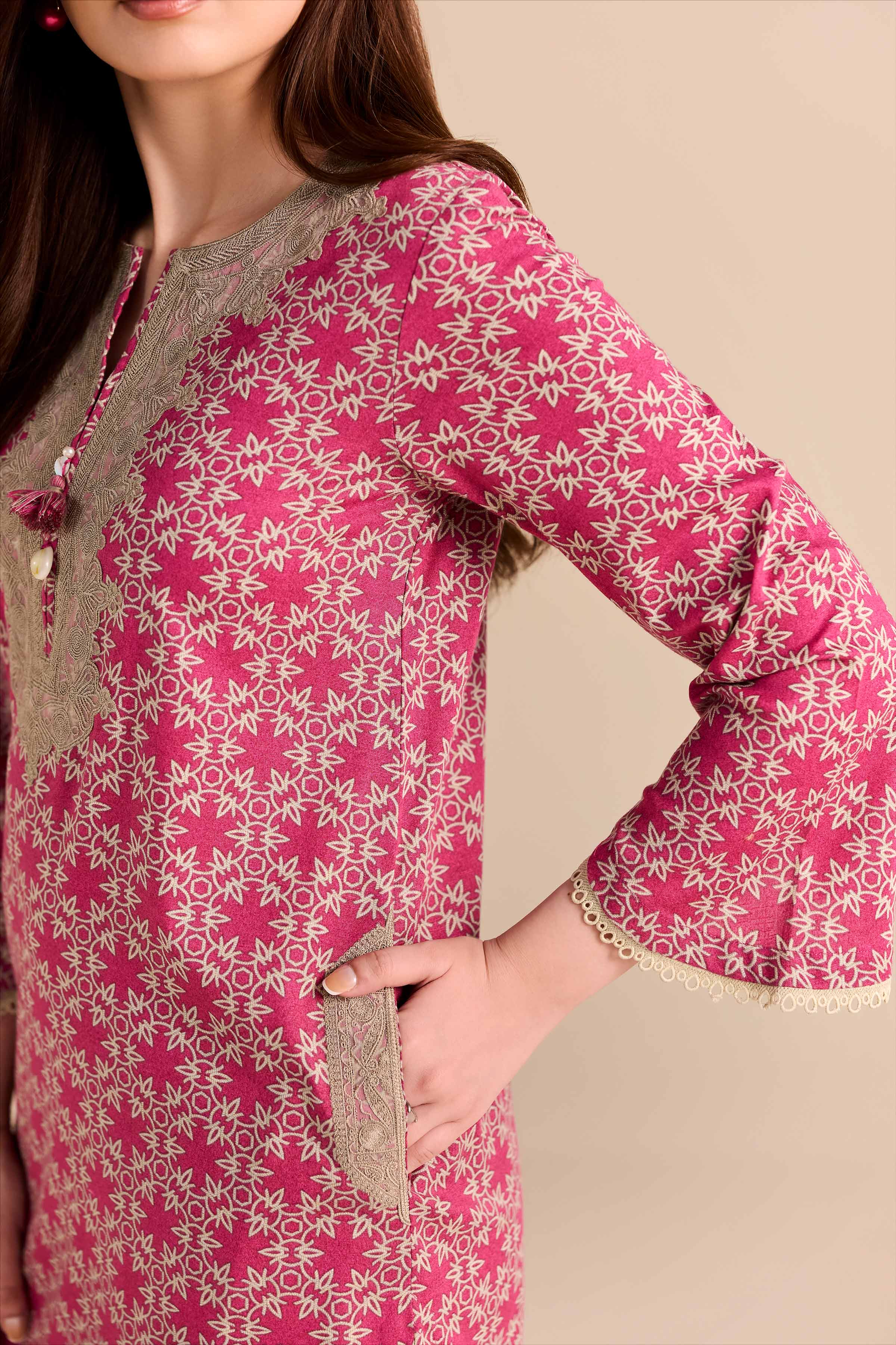 2 Piece - Printed Embroidered Suit - PW25-217 - Image 6