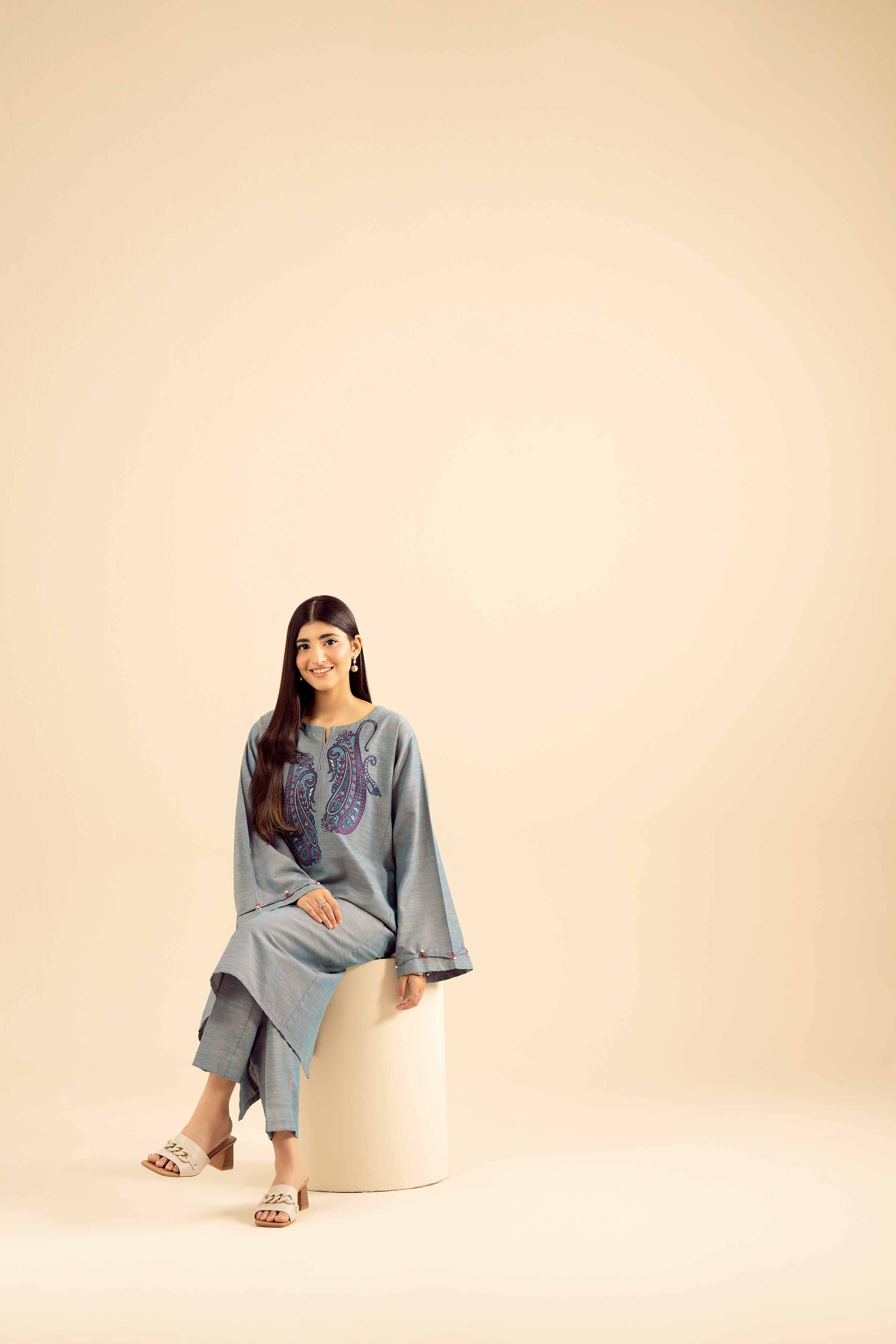 2 Piece - Embroidered Suit - PW25-222 - Image 5