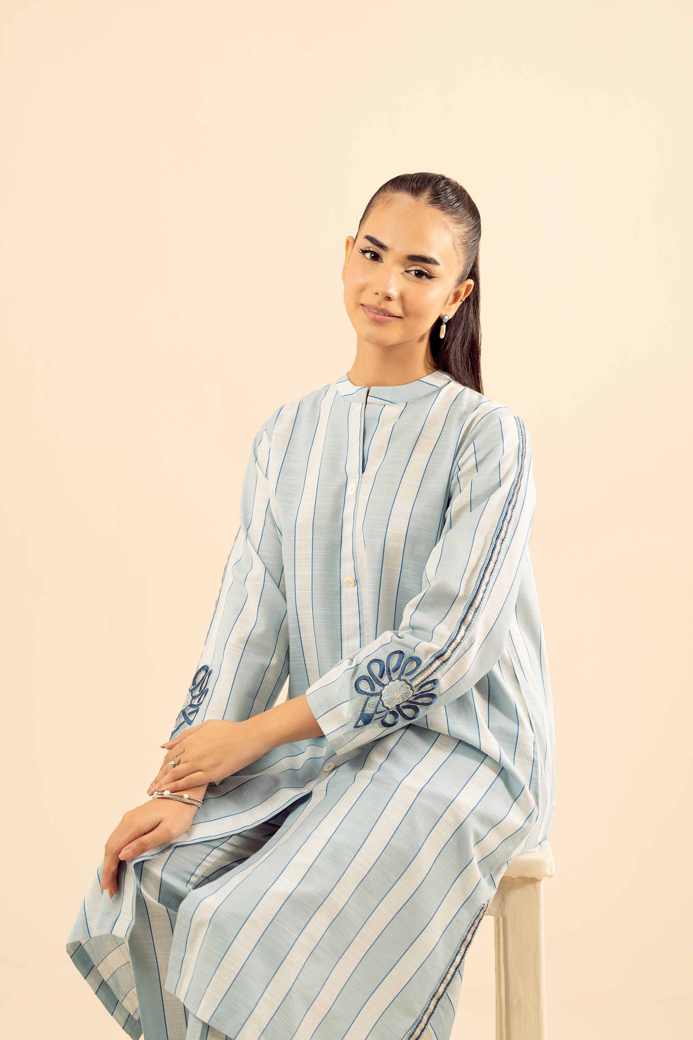 2 Piece - Embroidered Suit - PW25-225 - Image 8
