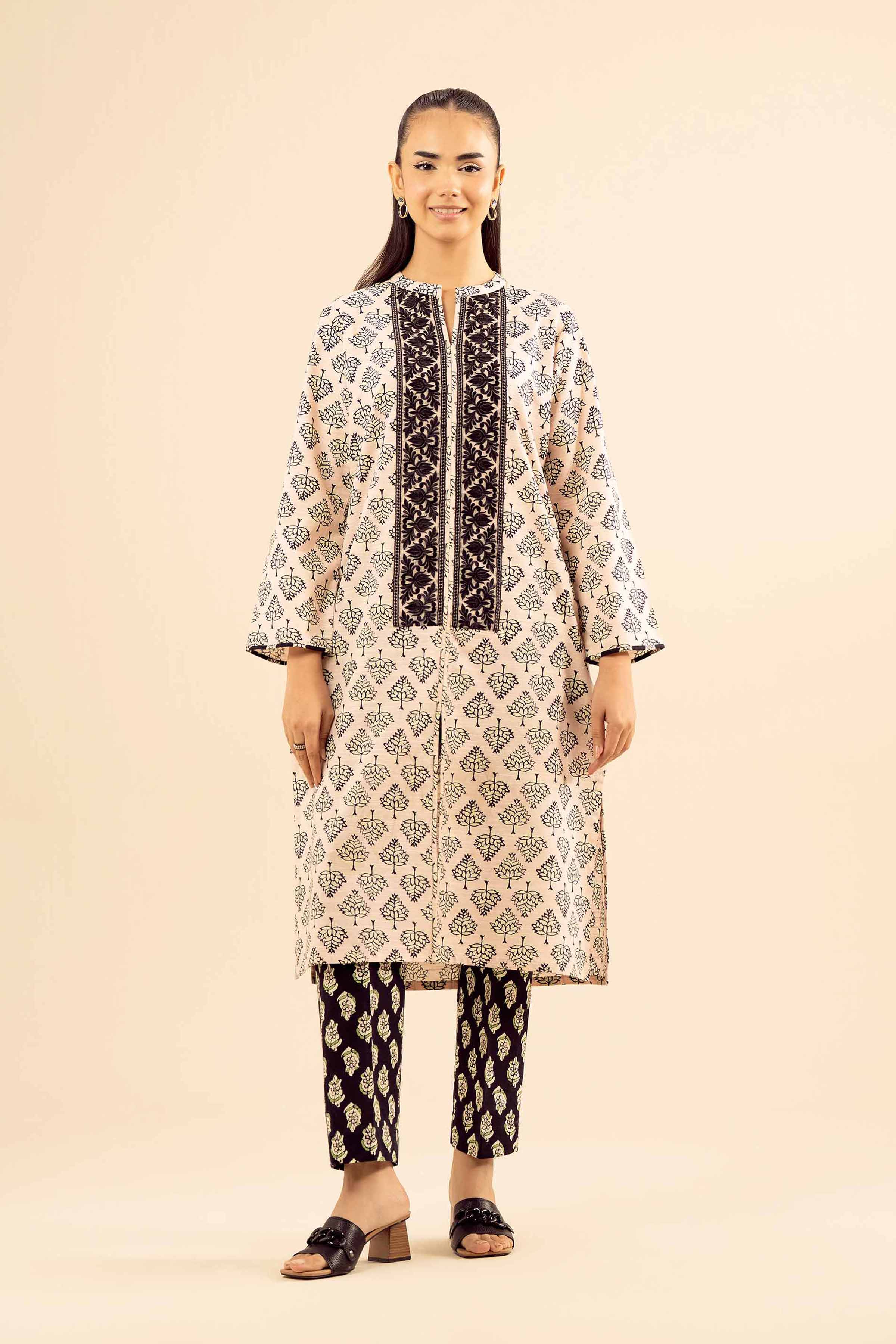 2 Piece - Printed Embroidered Suit - PW25-226 - Image 2