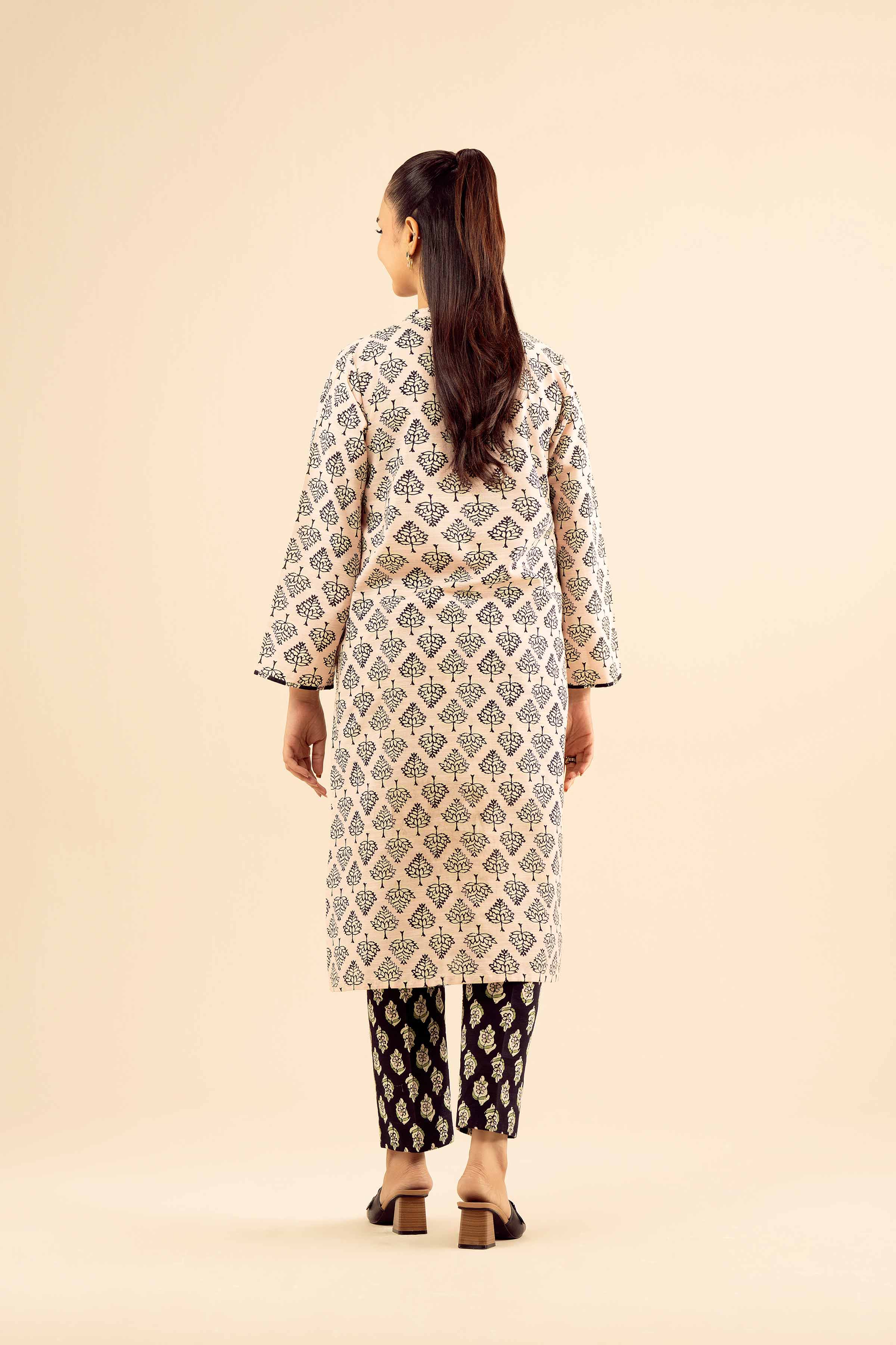 2 Piece - Printed Embroidered Suit - PW25-226 - Image 3