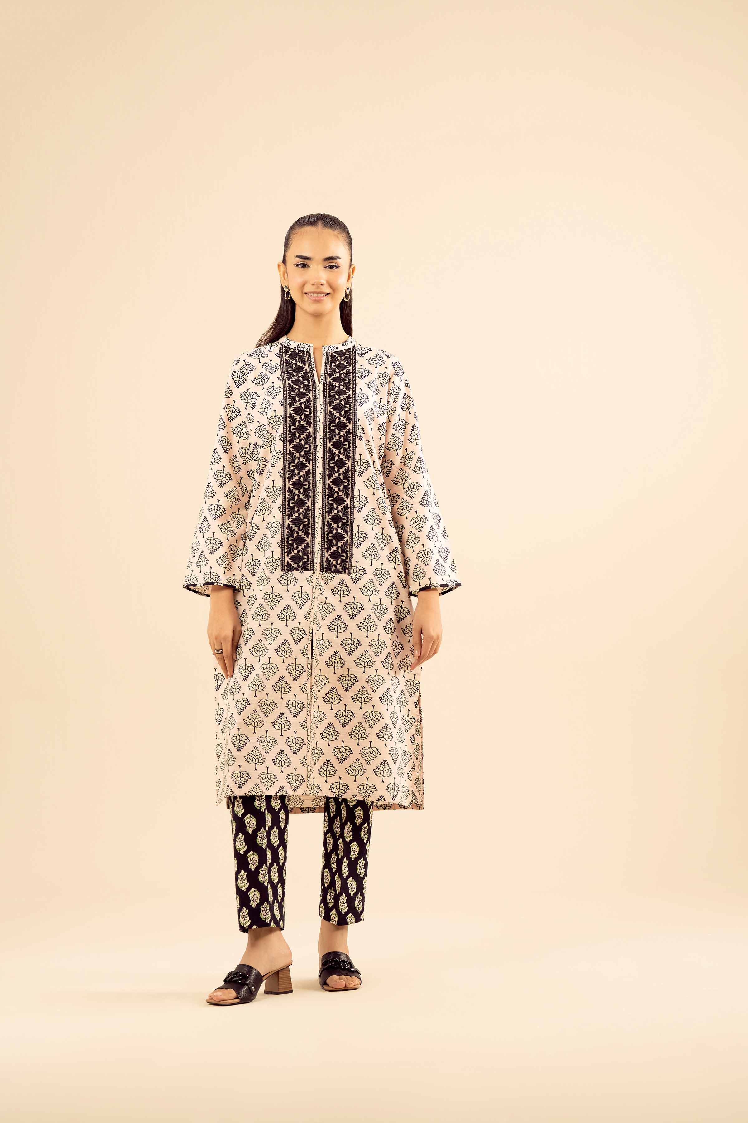 2 Piece - Printed Embroidered Suit - PW25-226 - Image 4