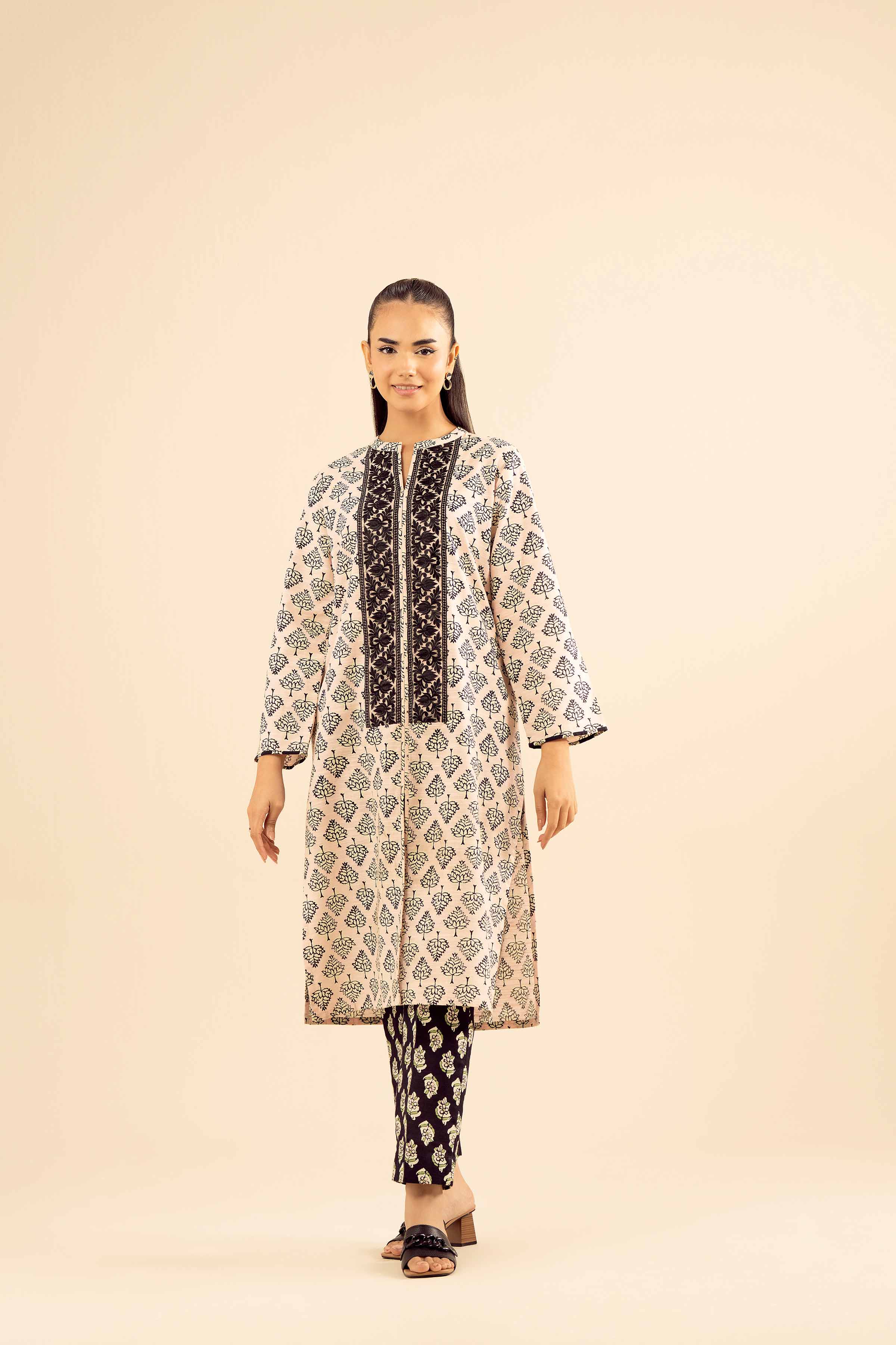 2 Piece - Printed Embroidered Suit - PW25-226 - Image 5