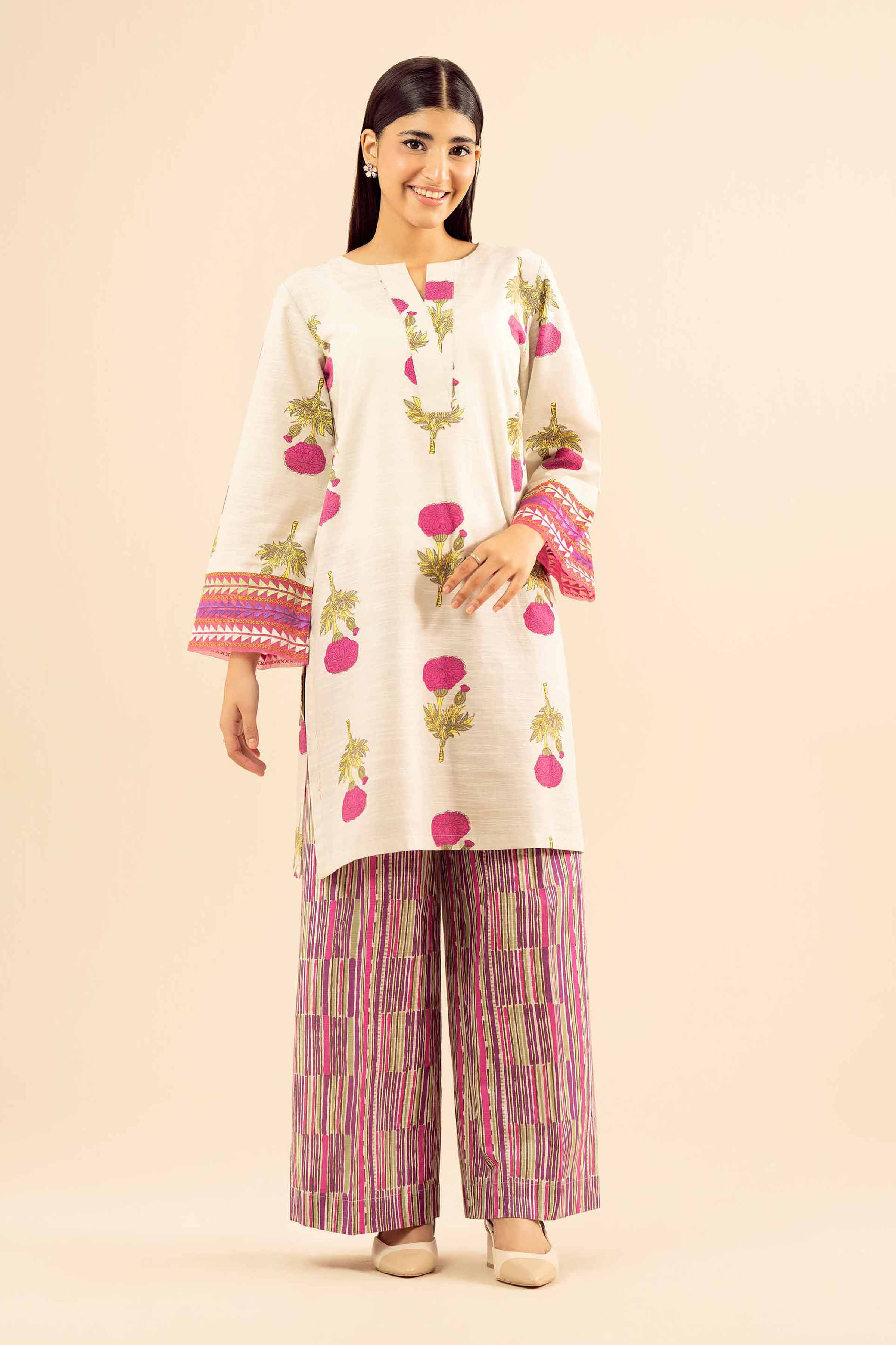 2 Piece - Printed Embroidered Suit - PW25-228 - Image 2