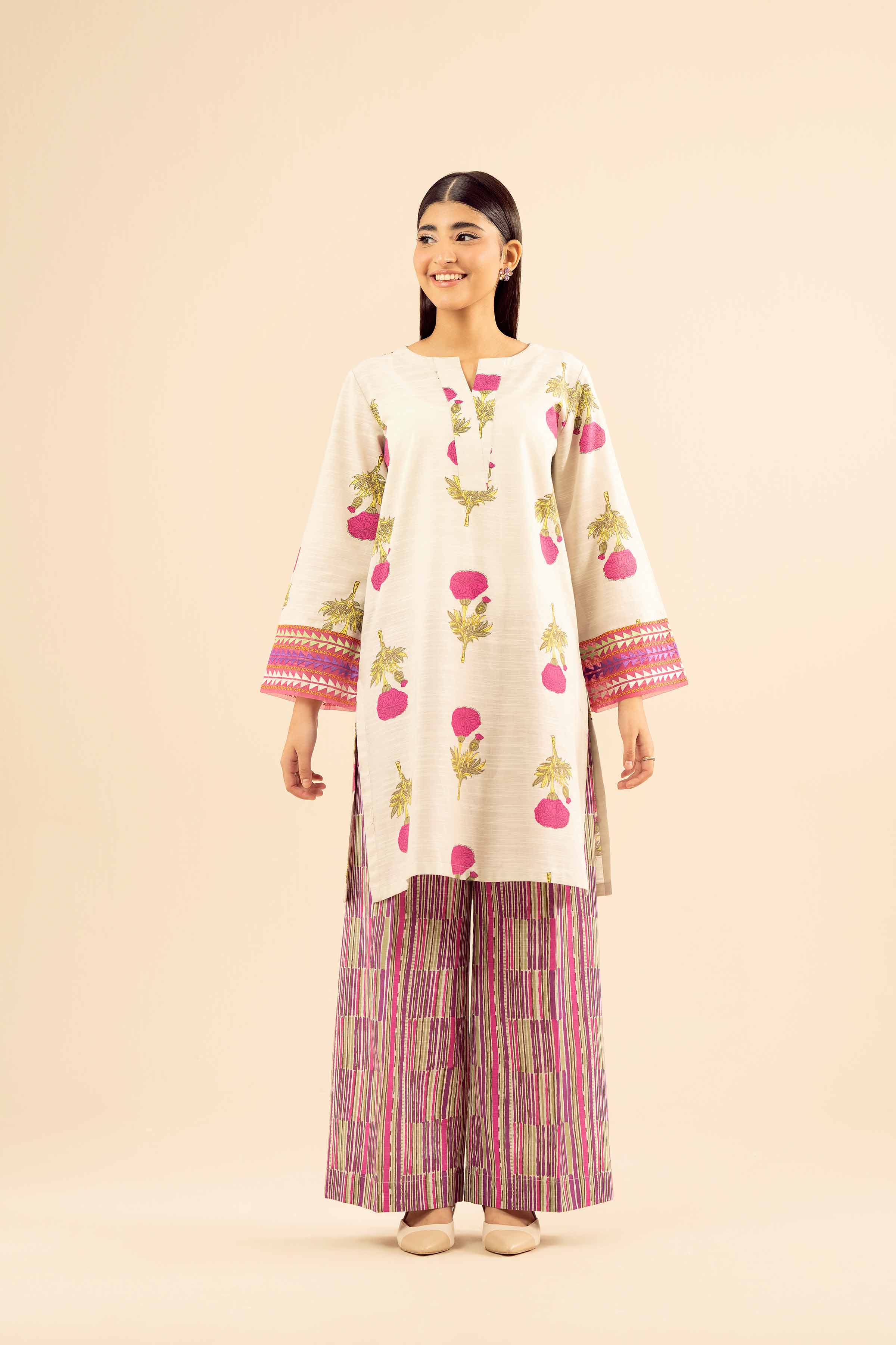 2 Piece - Printed Embroidered Suit - PW25-228 - Image 4