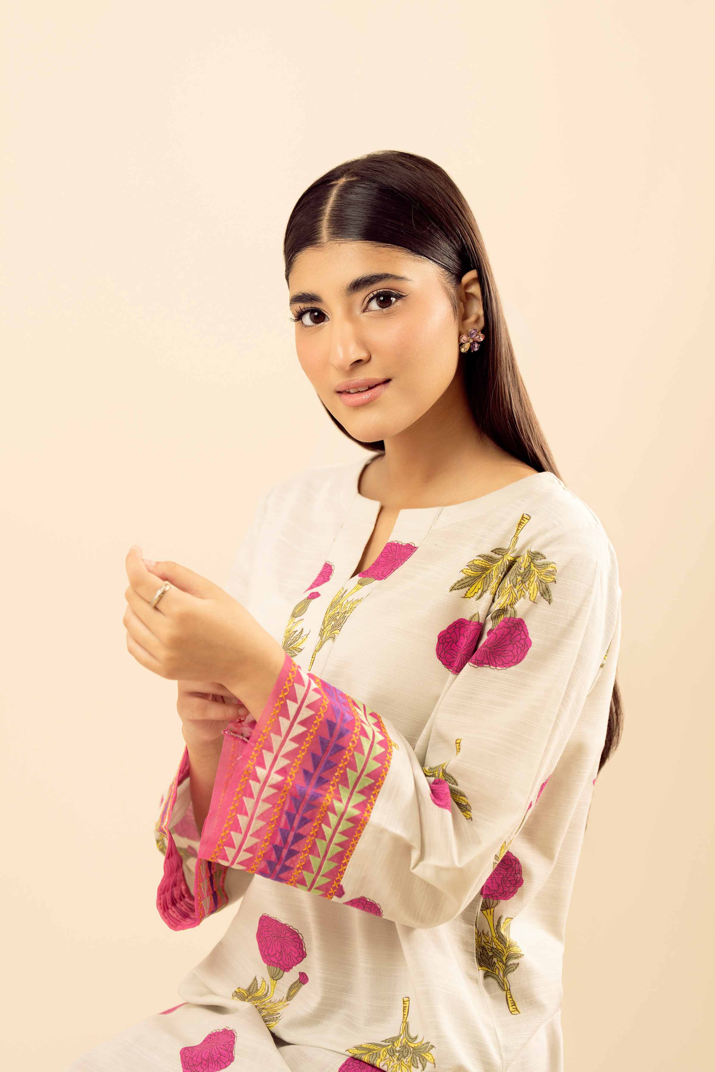 2 Piece - Printed Embroidered Suit - PW25-228 - Image 6