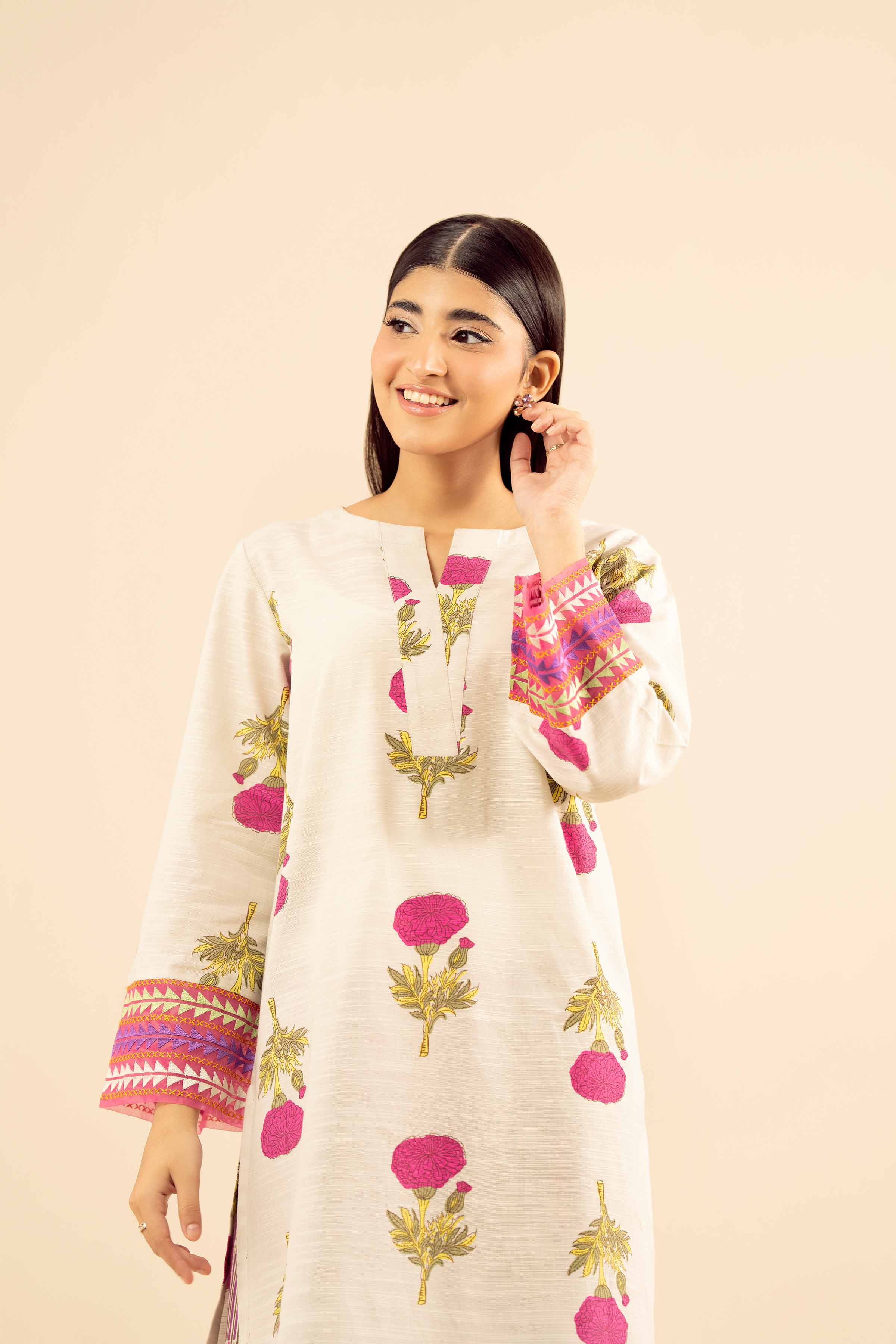 2 Piece - Printed Embroidered Suit - PW25-228 - Image 7