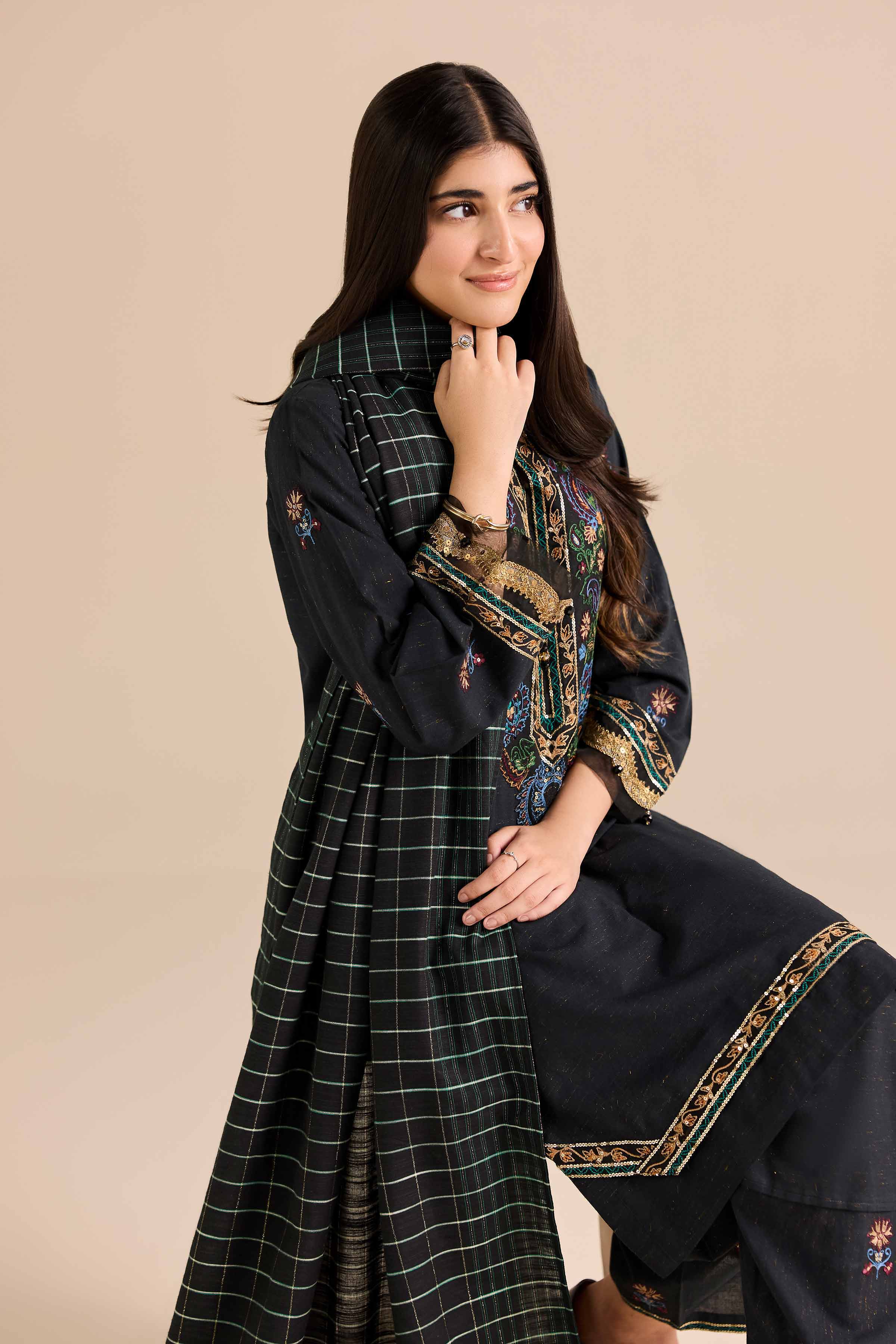 3 Piece - Embroidered Suit - PW25-265 - Image 6