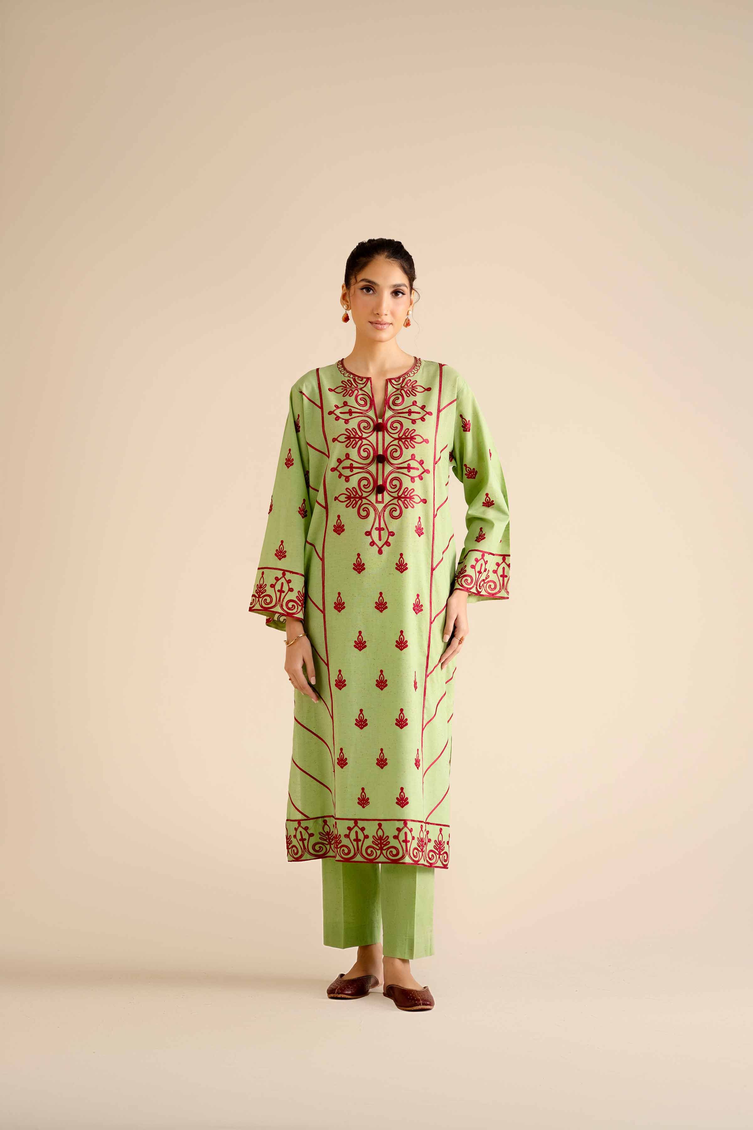 2 Piece - Embroidered Suit - PW25-269 - Image 5