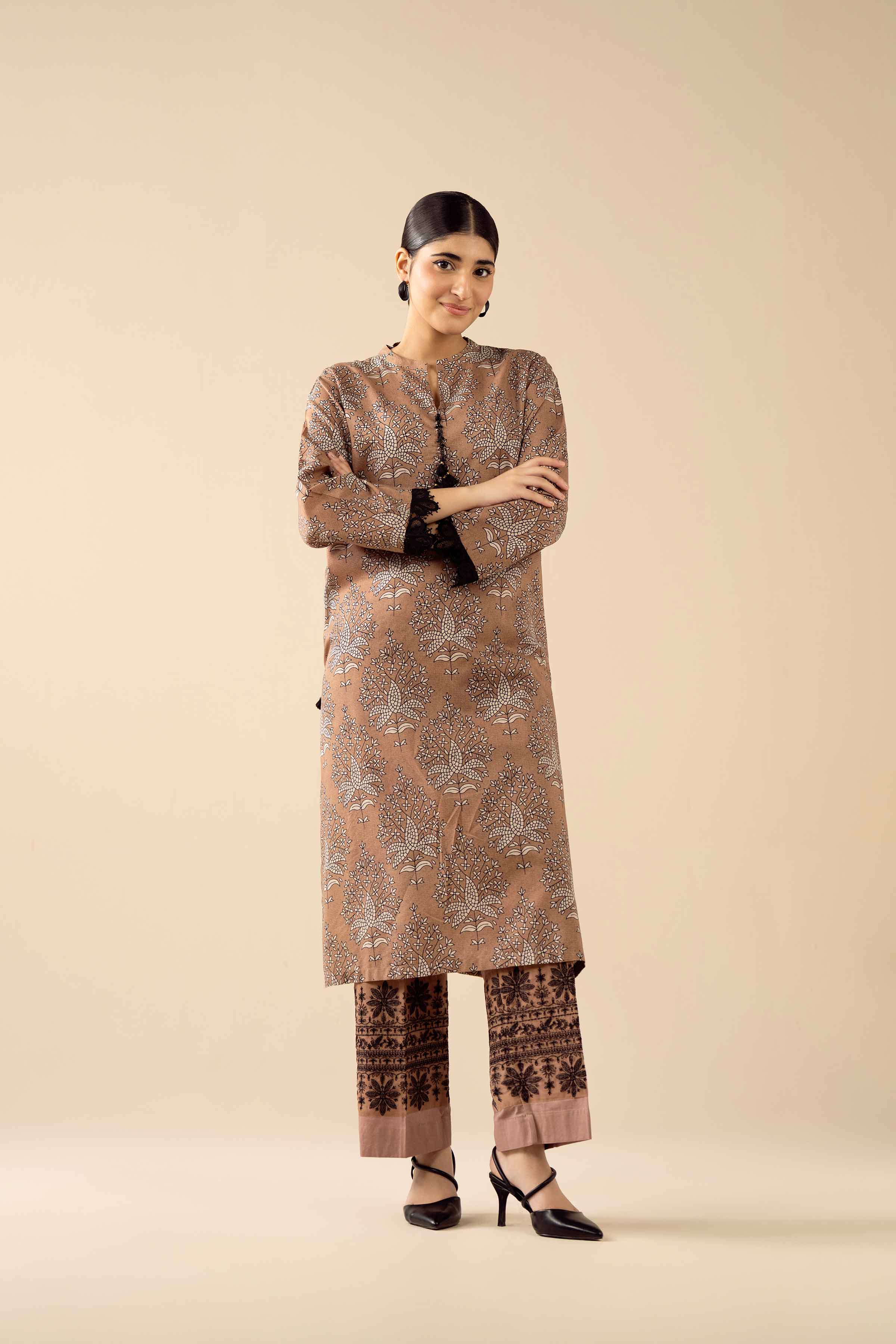 2 Piece - Printed Embroidered Suit - PW25-280 - Image 4