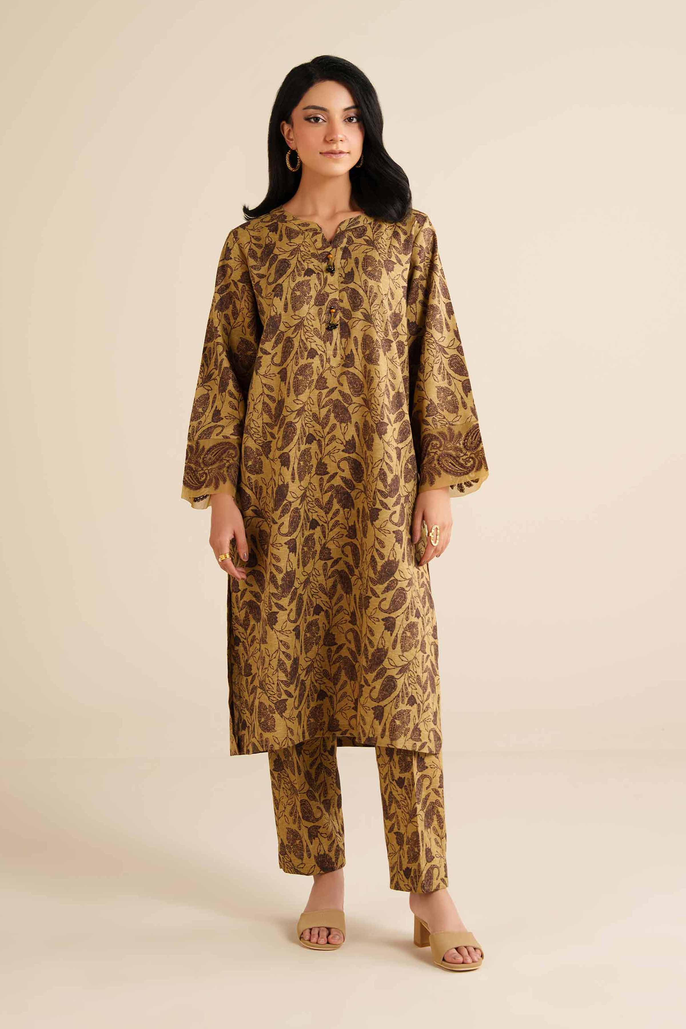 2 Piece - Printed Embroidered Suit - PW25-293 - Image 2