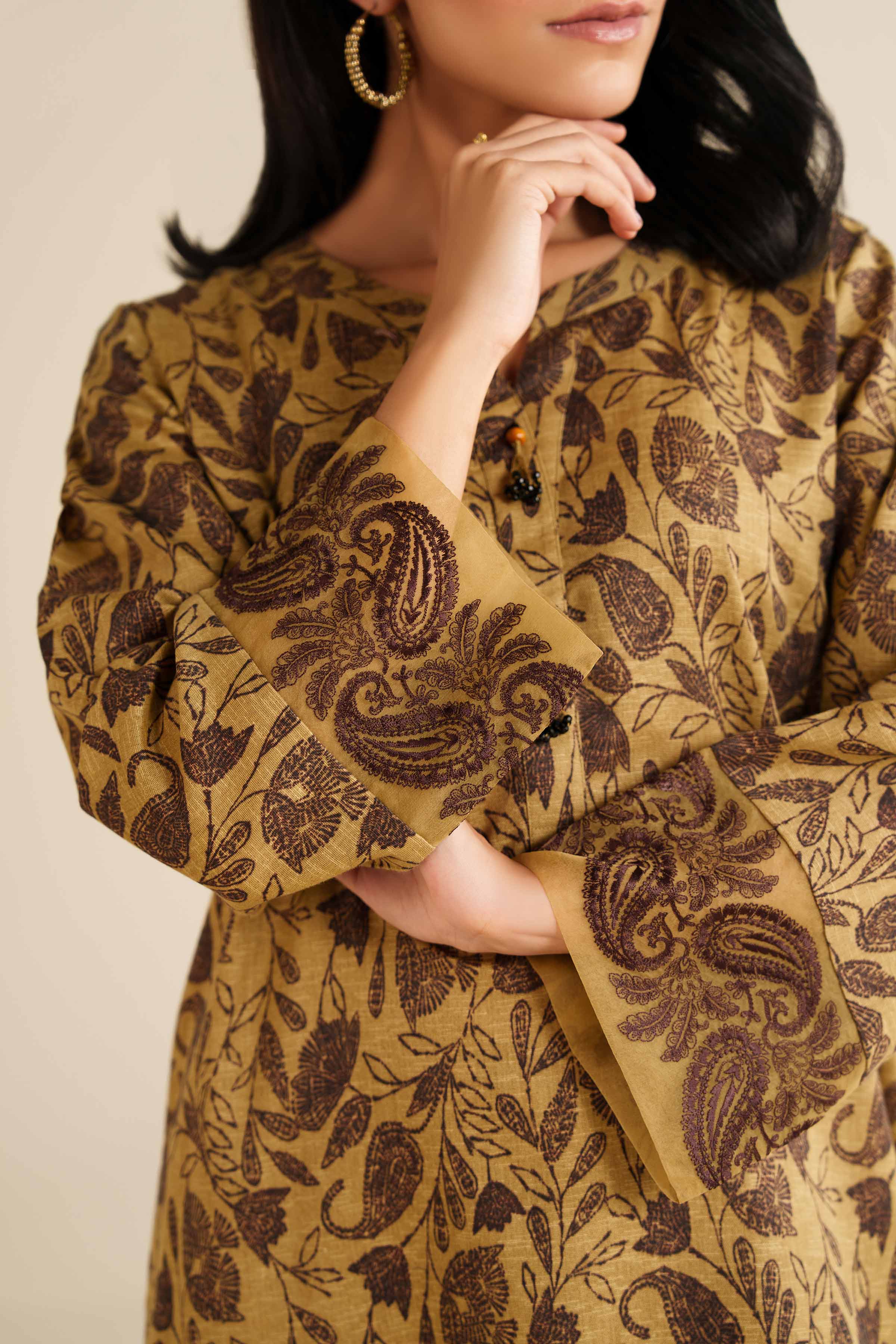 2 Piece - Printed Embroidered Suit - PW25-293 - Image 7