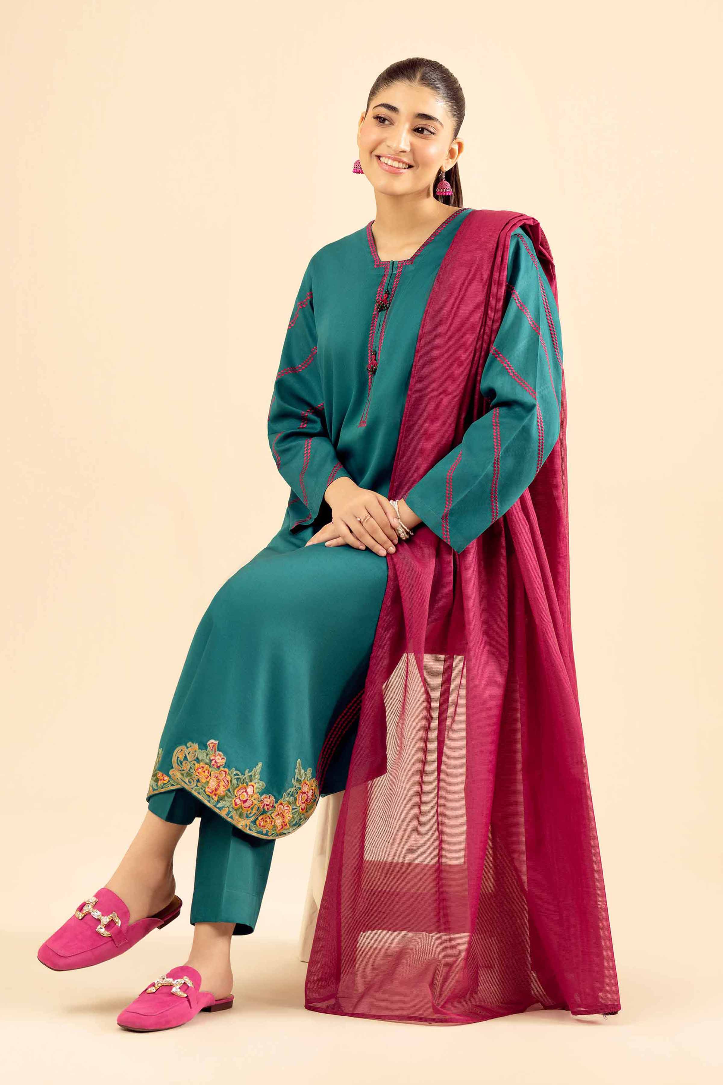 3 Piece - Embroidered Suit - PW25-30 - Image 2