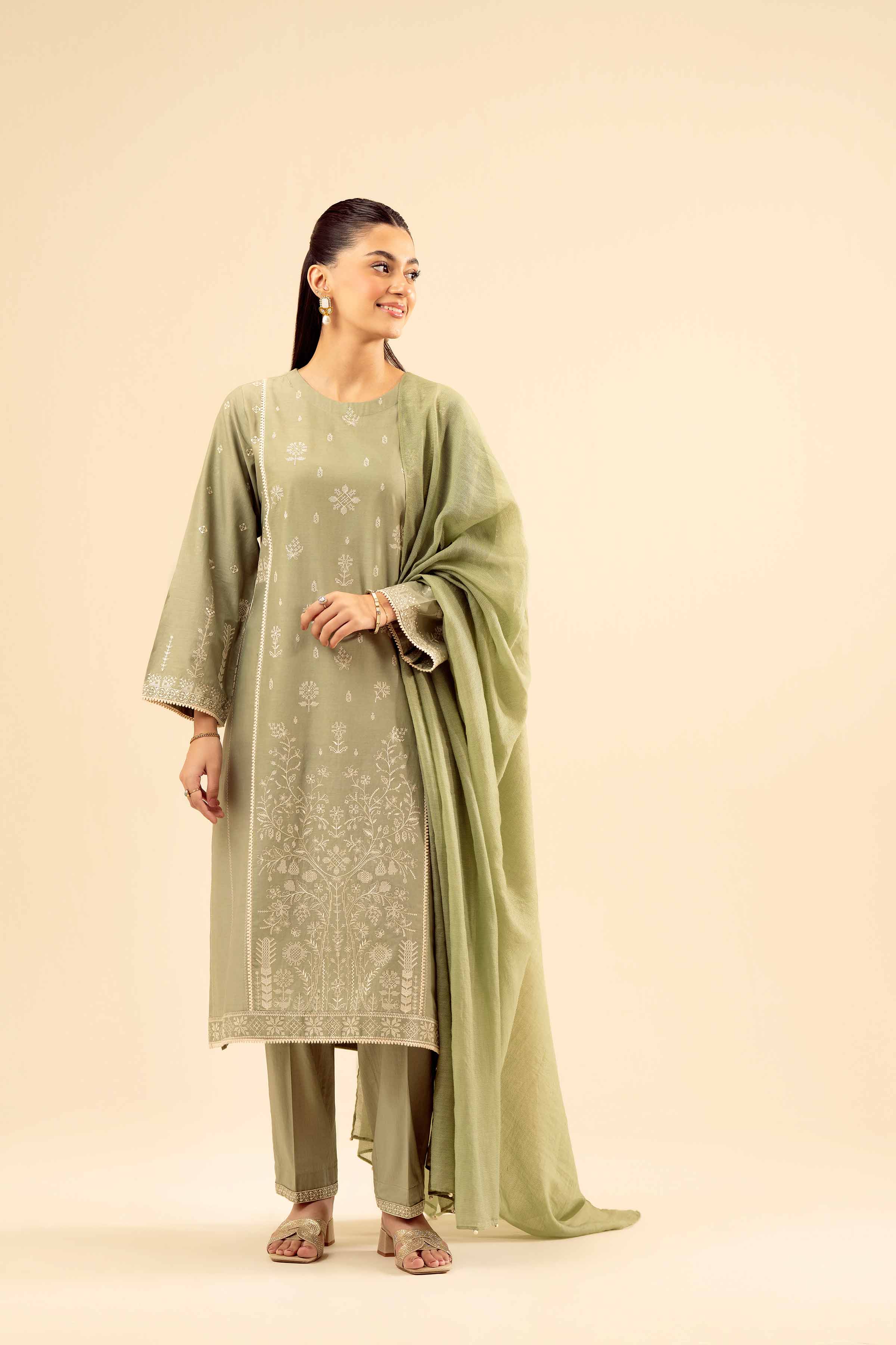 2 Piece - Embroidered Suit - PW25-31 - Image 5