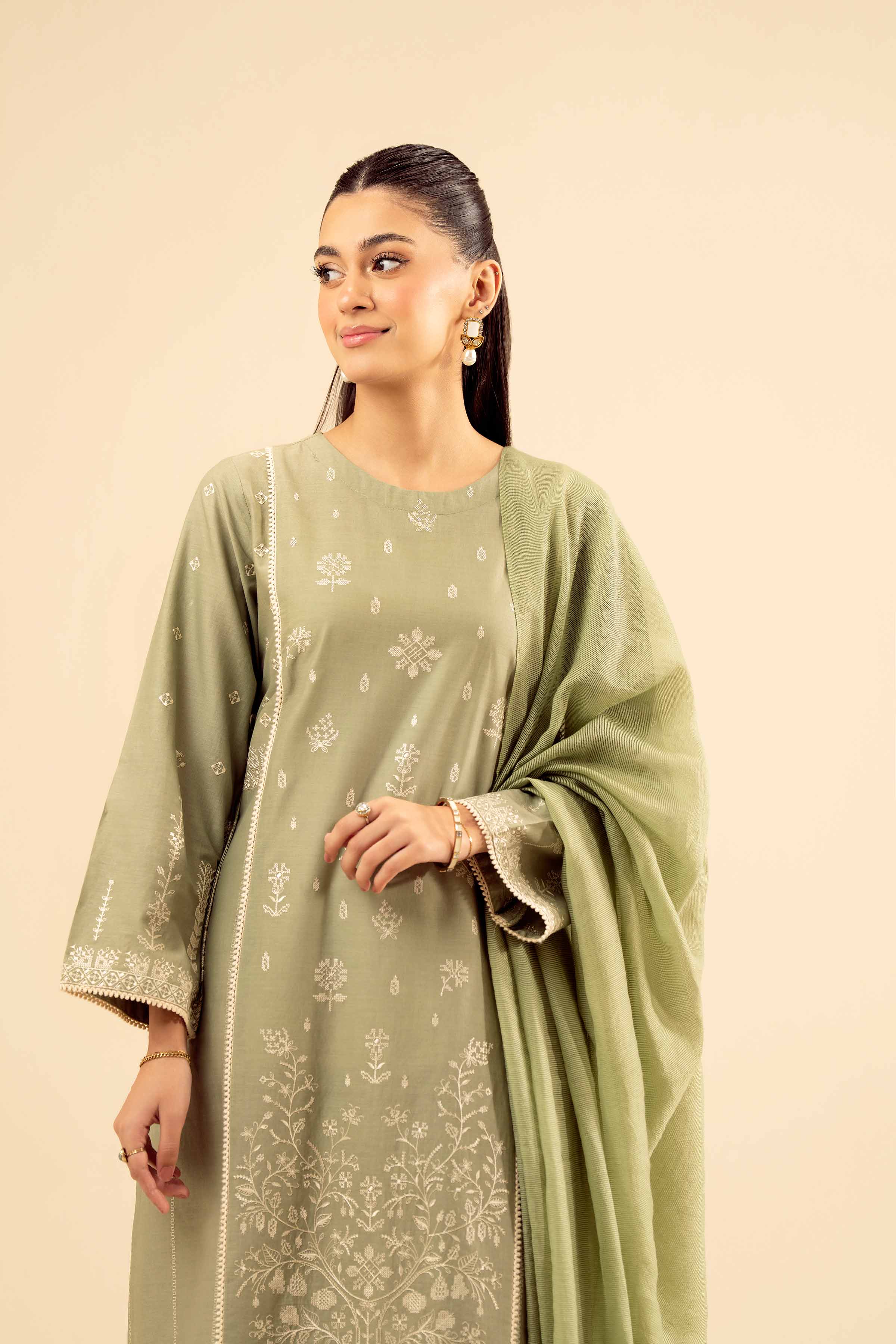 2 Piece - Embroidered Suit - PW25-31 - Image 6