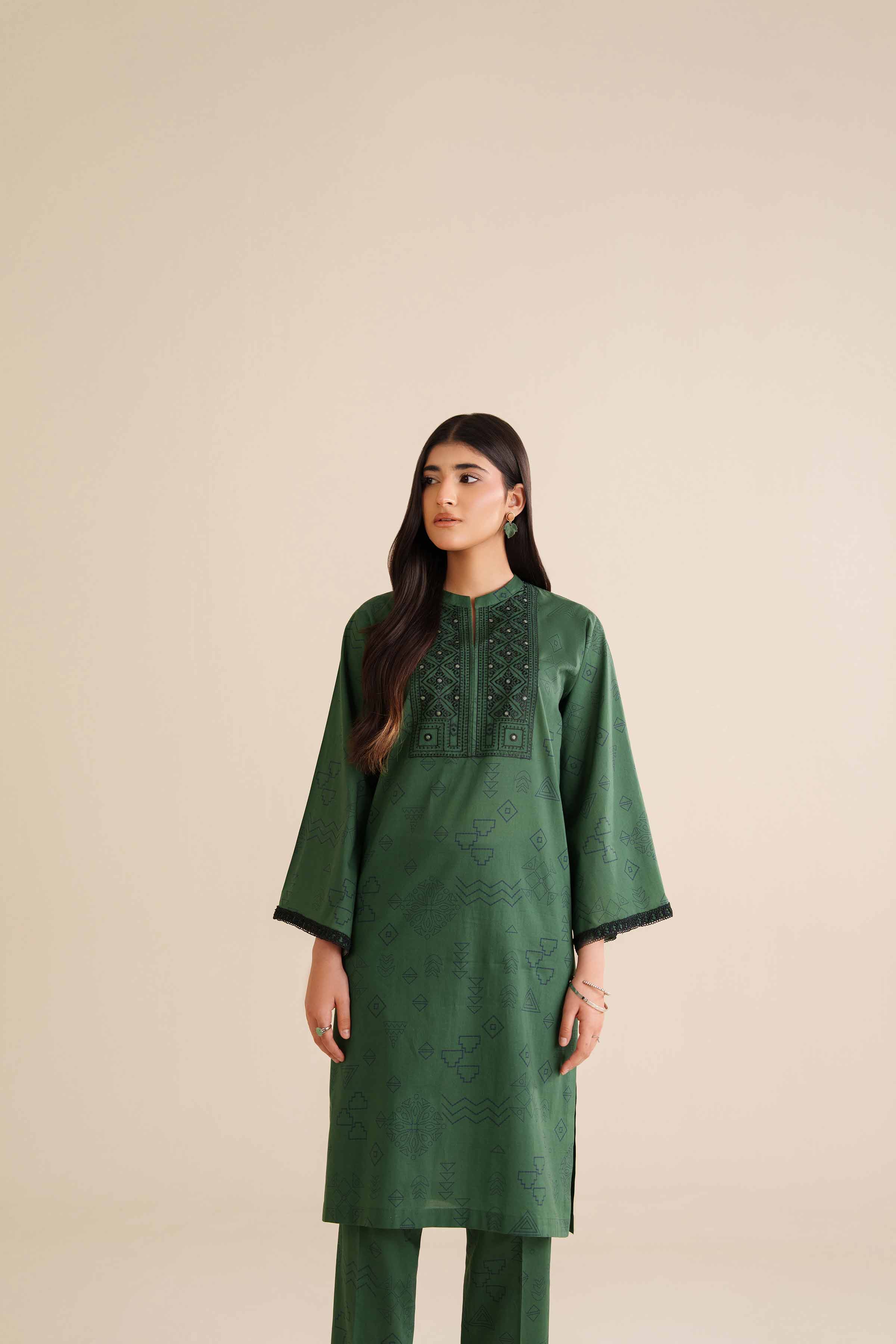 2 Piece - Printed Embroidered Suit - PW25-33 - Image 6