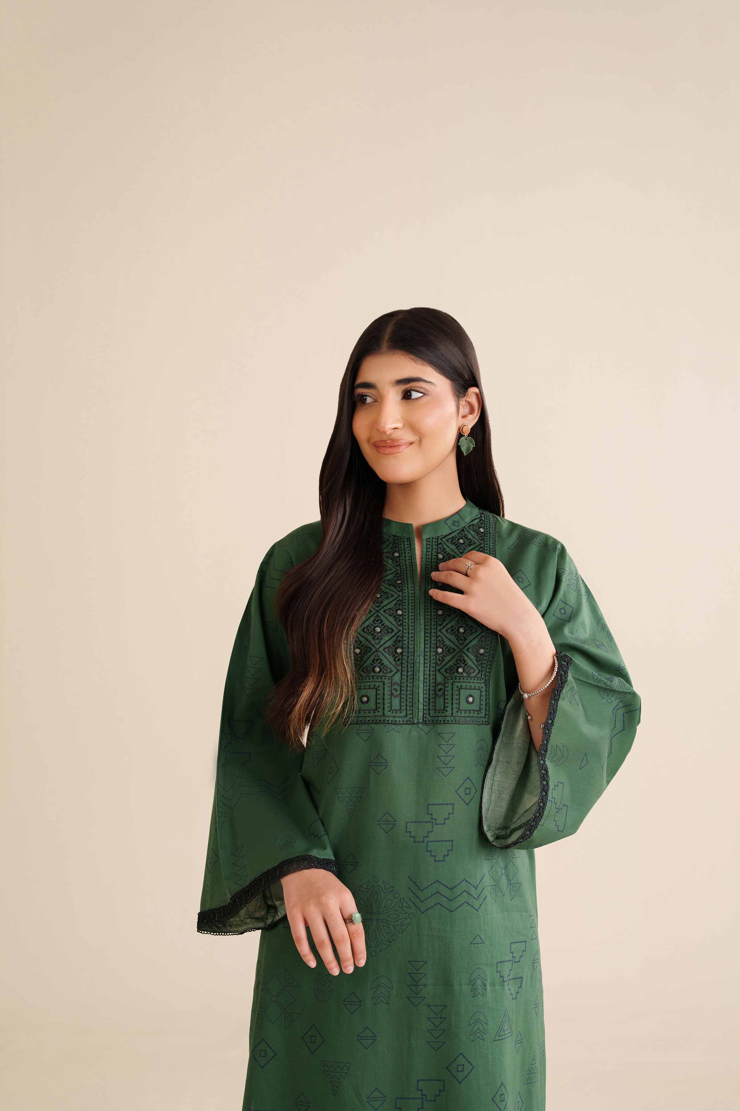 2 Piece - Printed Embroidered Suit - PW25-33 - Image 7