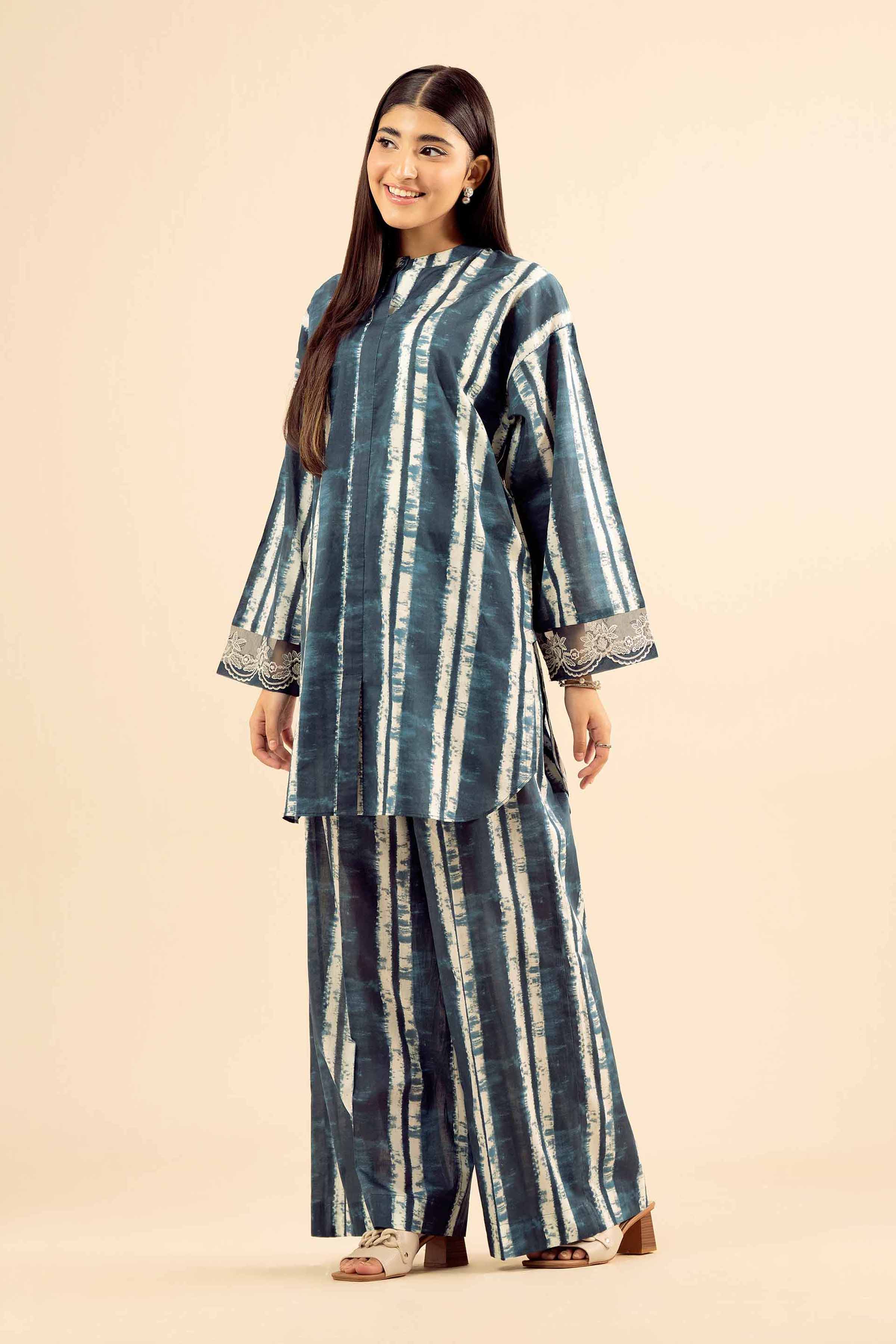 2 Piece - Printed Embroidered Suit - PW25-38 - Image 2