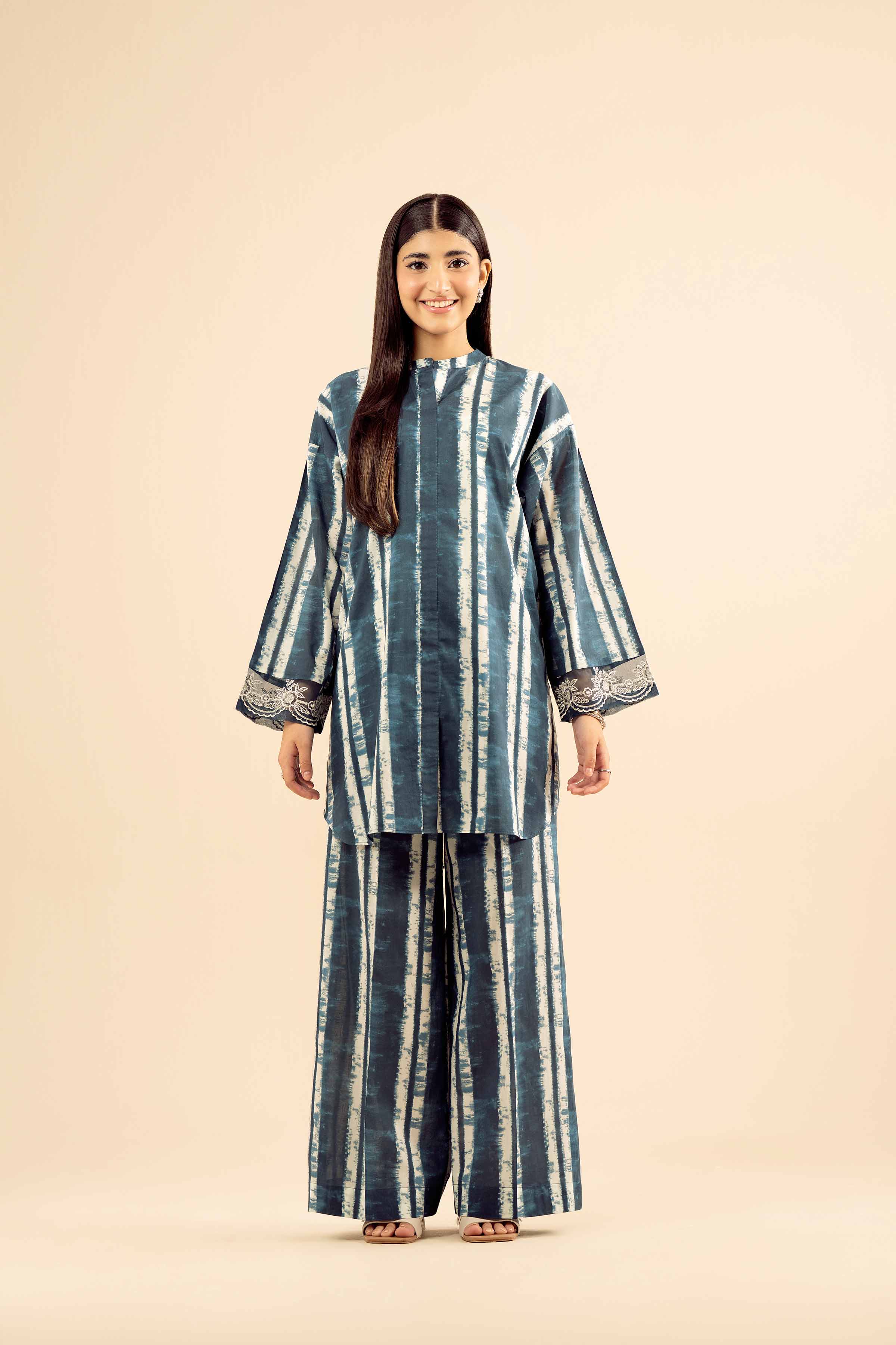 2 Piece - Printed Embroidered Suit - PW25-38 - Image 4