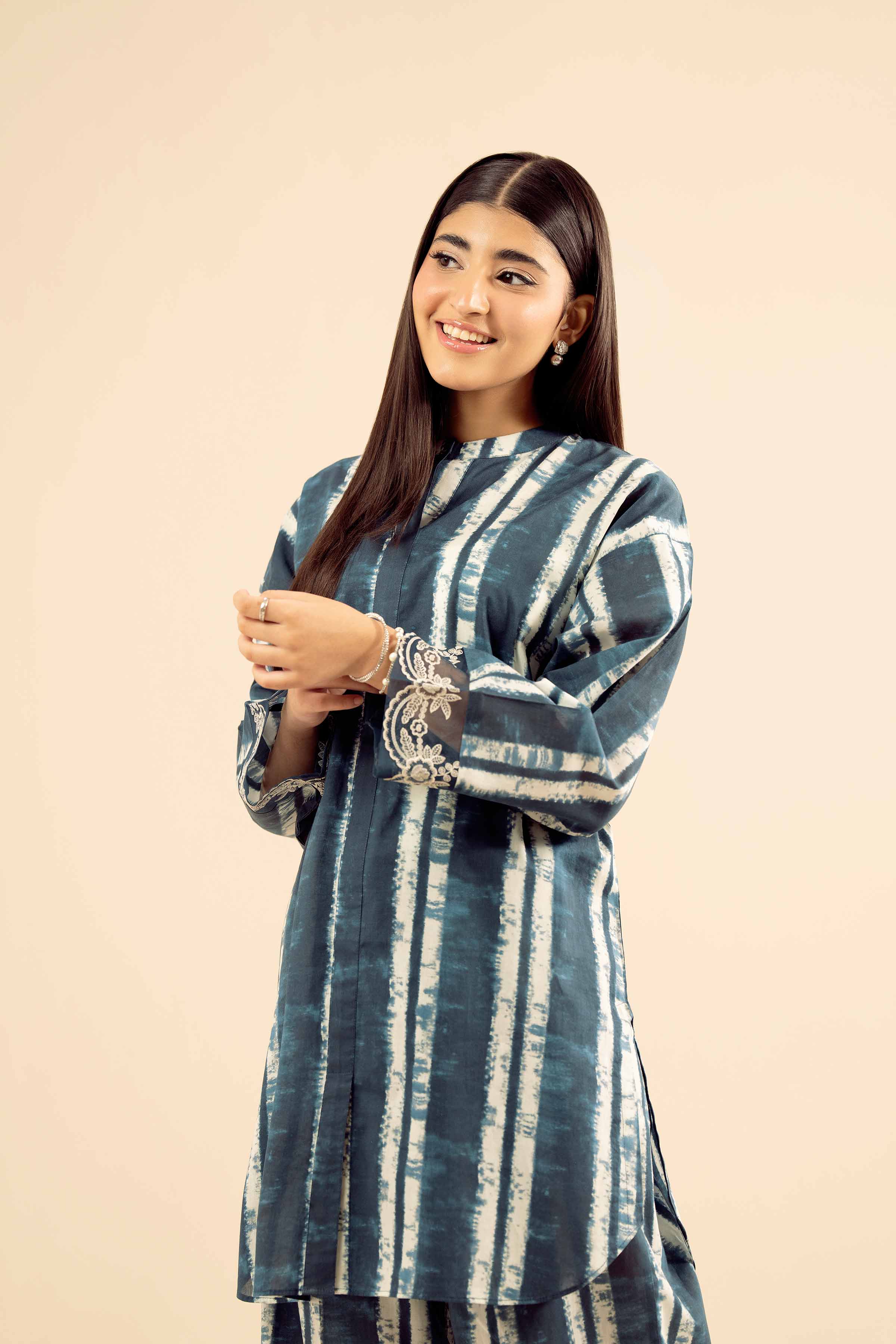 2 Piece - Printed Embroidered Suit - PW25-38 - Image 7