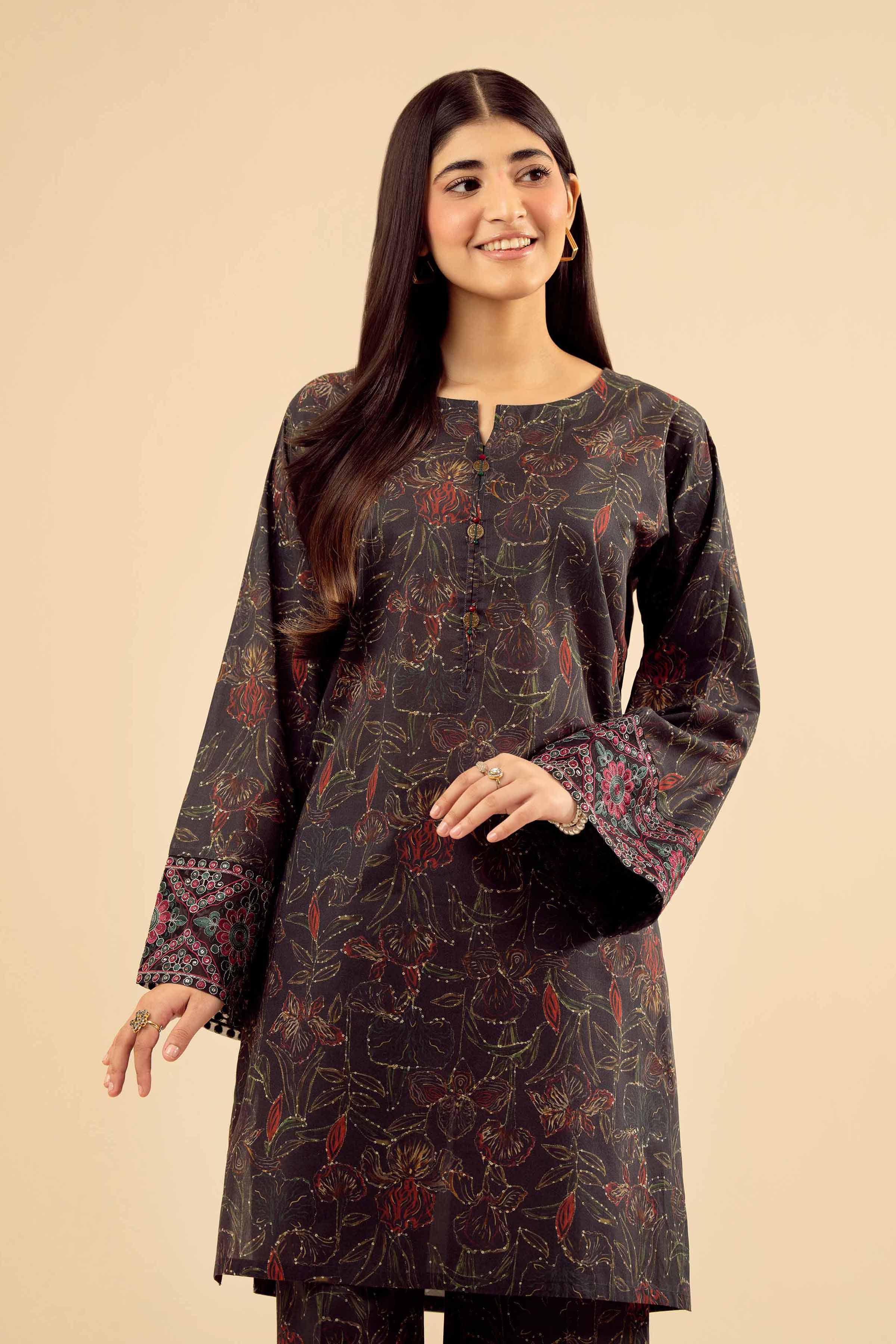 2 Piece - Printed Embroidered Suit - PW25-40