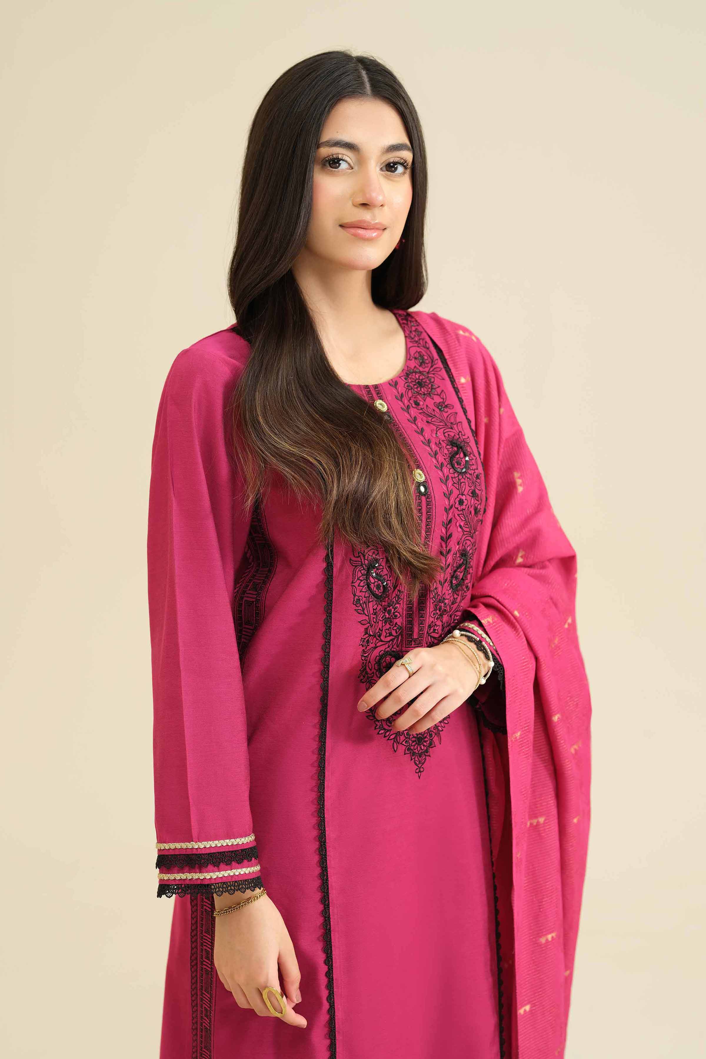 3 Piece - Embroidered Suit - PW25-402 - Image 2