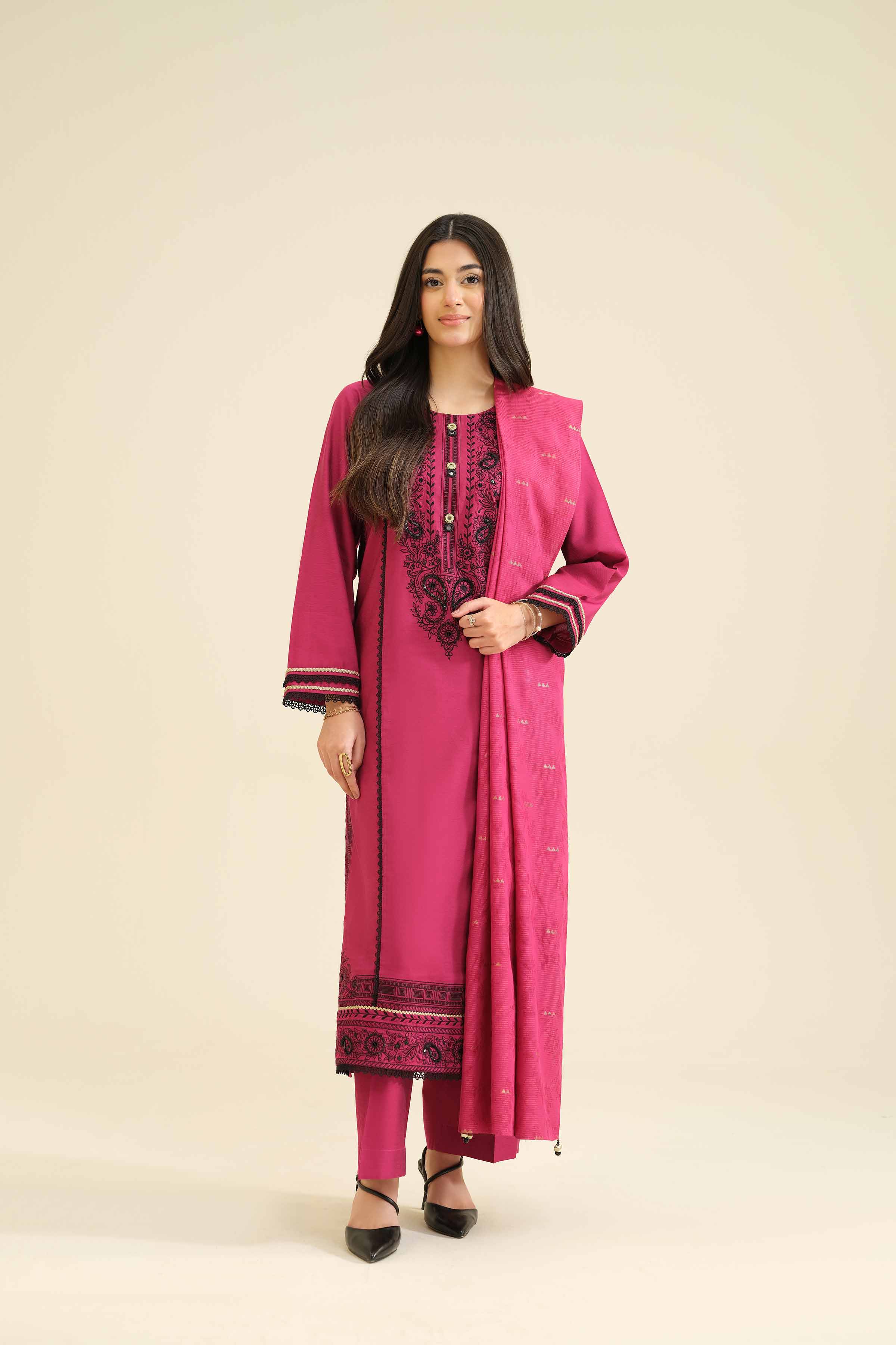 3 Piece - Embroidered Suit - PW25-402 - Image 4