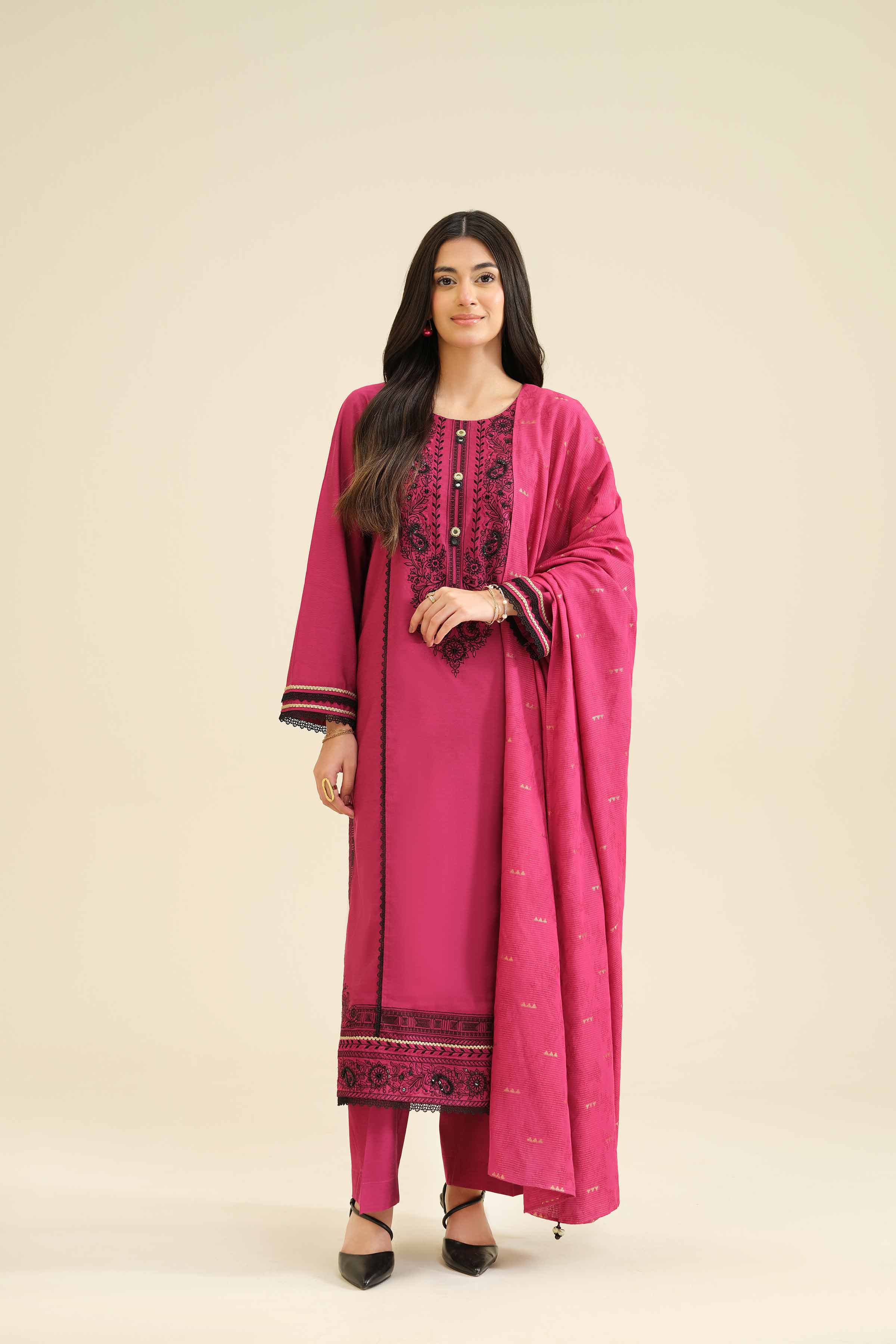 3 Piece - Embroidered Suit - PW25-402 - Image 5