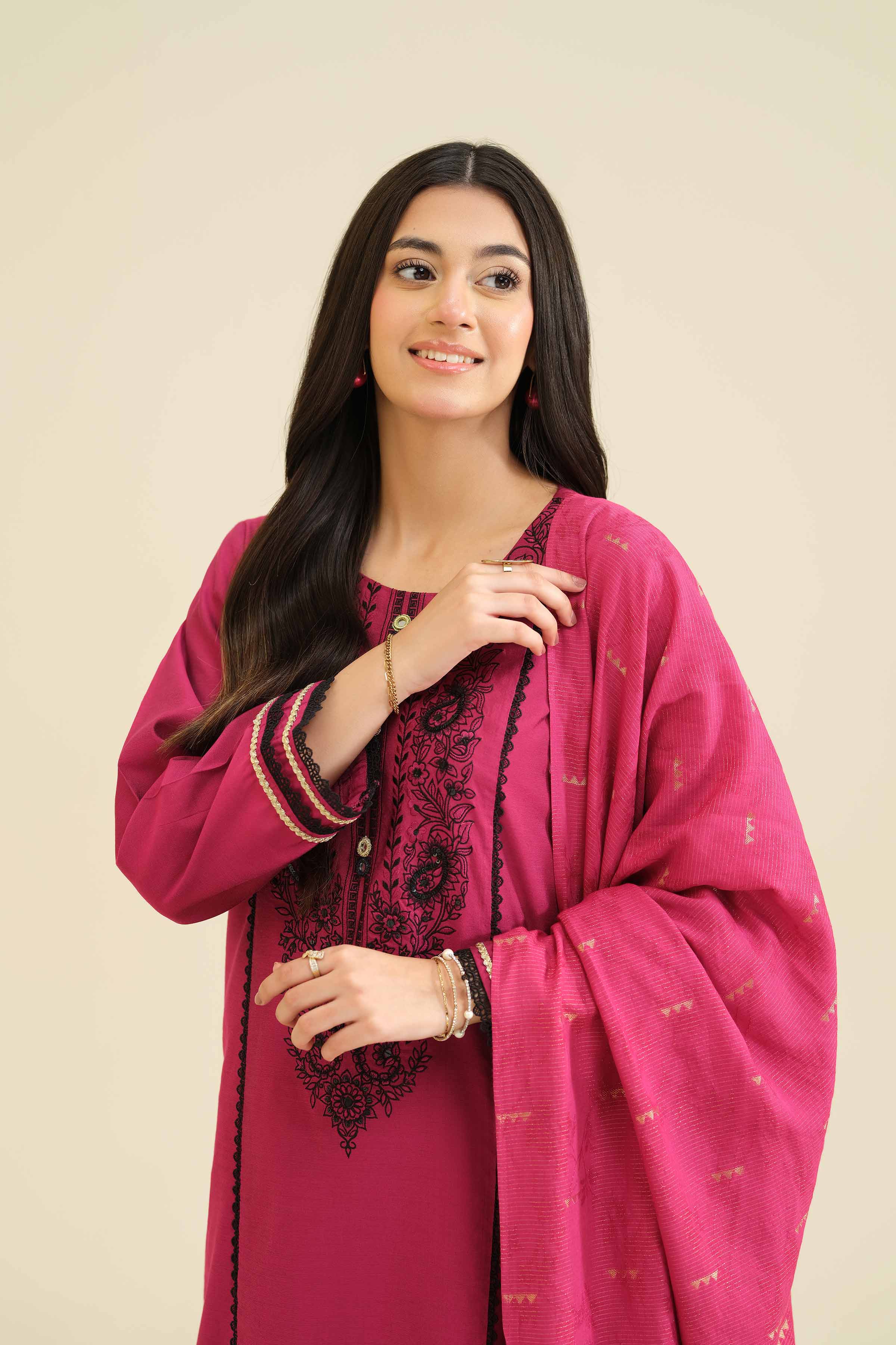 3 Piece - Embroidered Suit - PW25-402 - Image 6