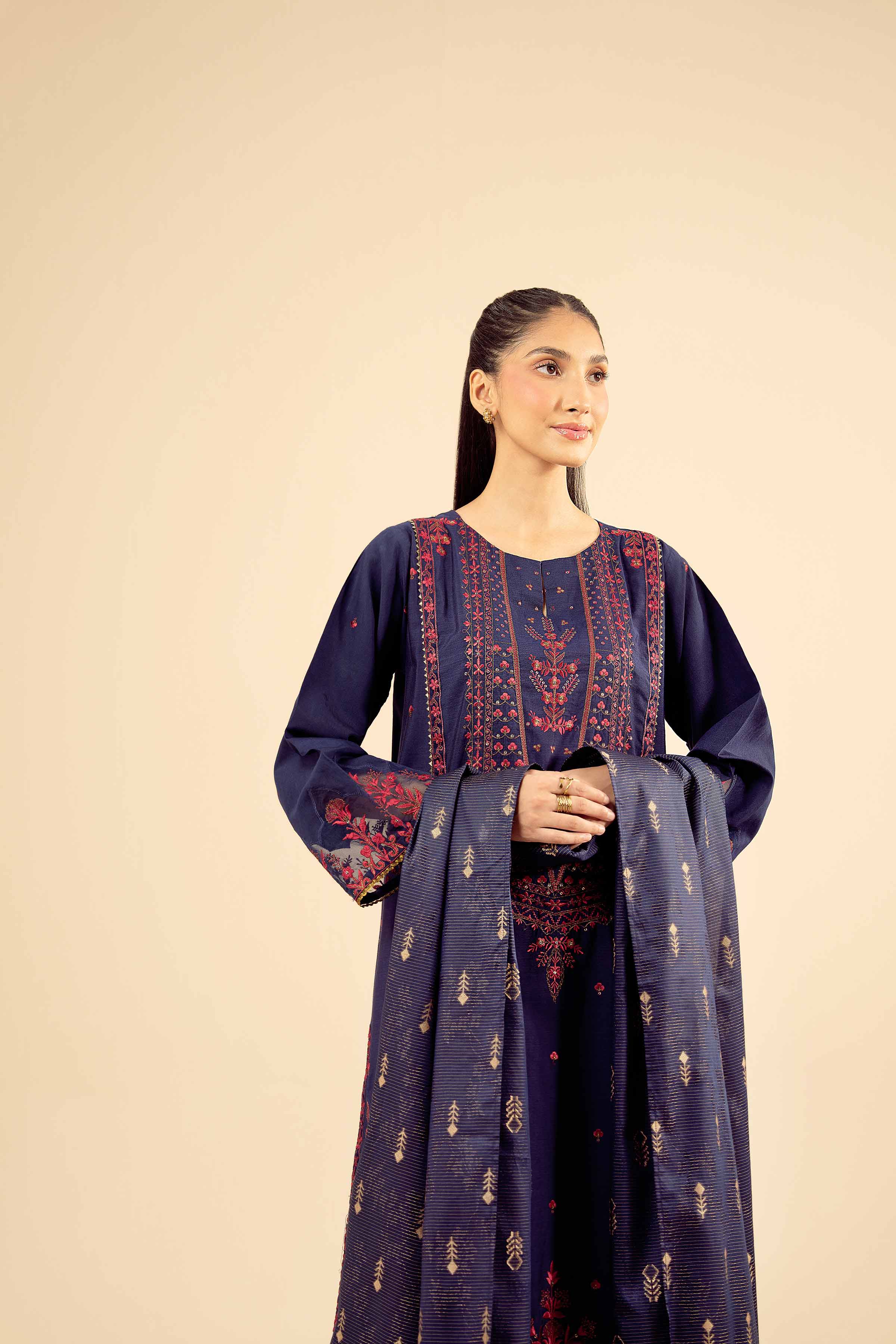 3 Piece - Embroidered Suit - PW25-403 - Image 6