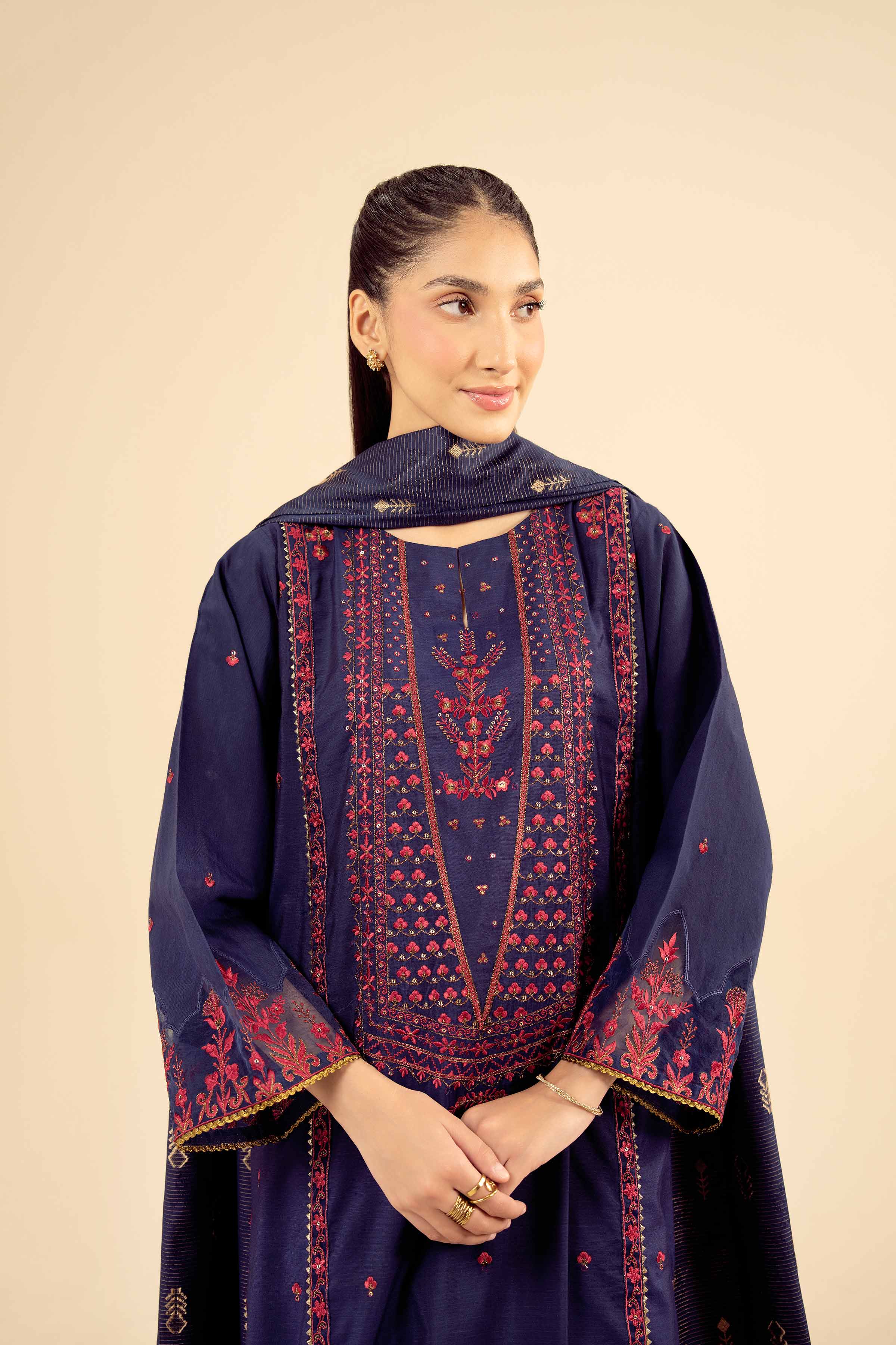 3 Piece - Embroidered Suit - PW25-403 - Image 7