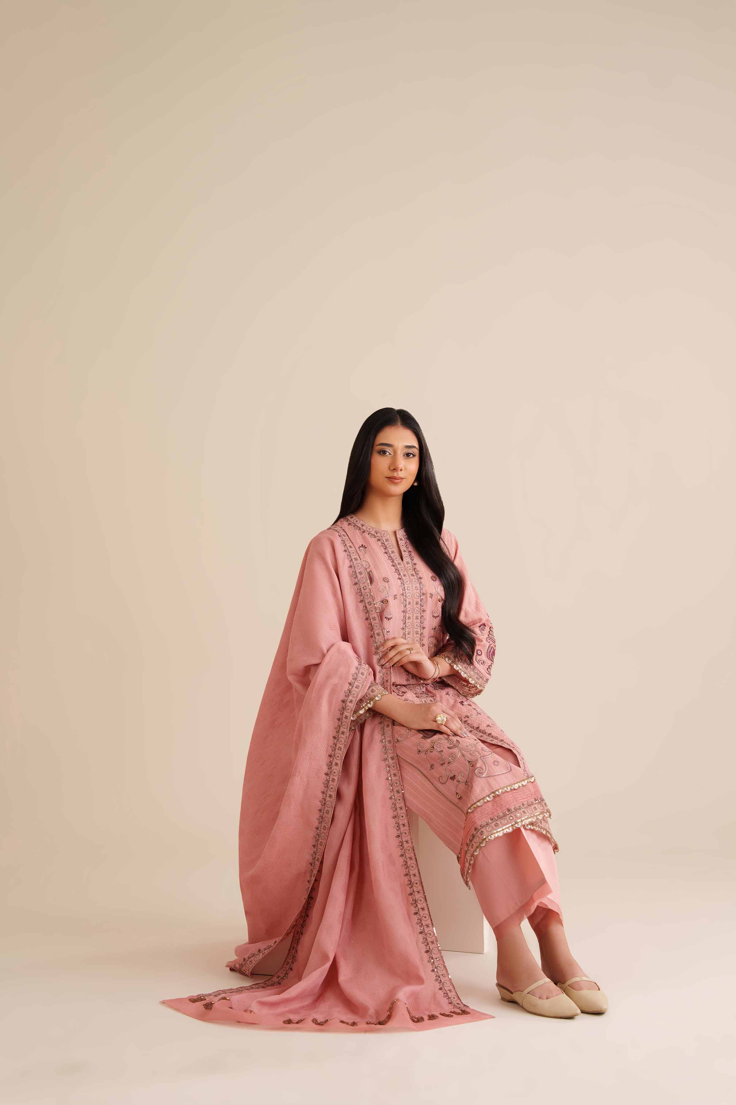 3 Piece - Embroidered Suit - PW25-405 - Image 5