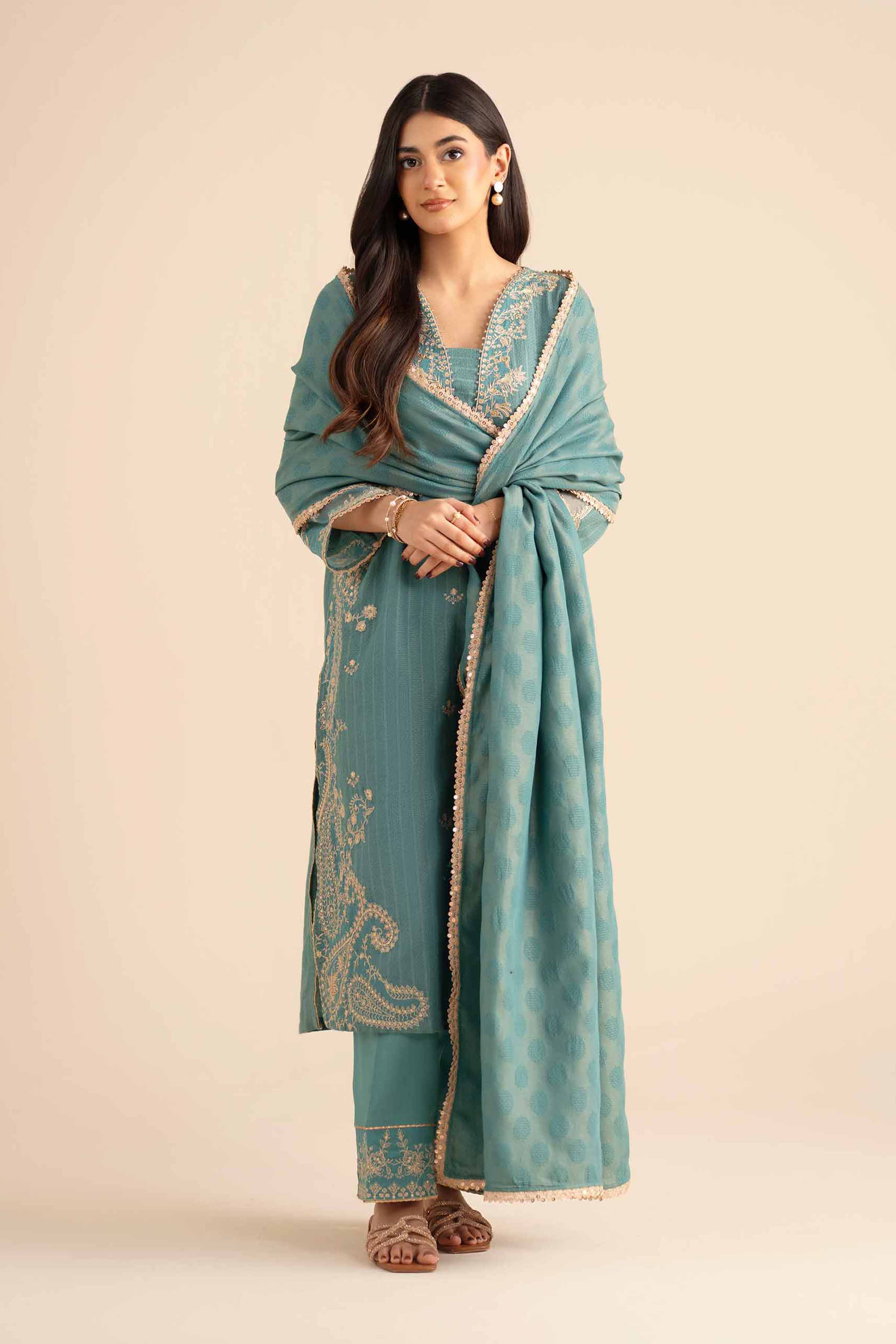 3 Piece - Embroidered Suit - PW25-406 - Image 2