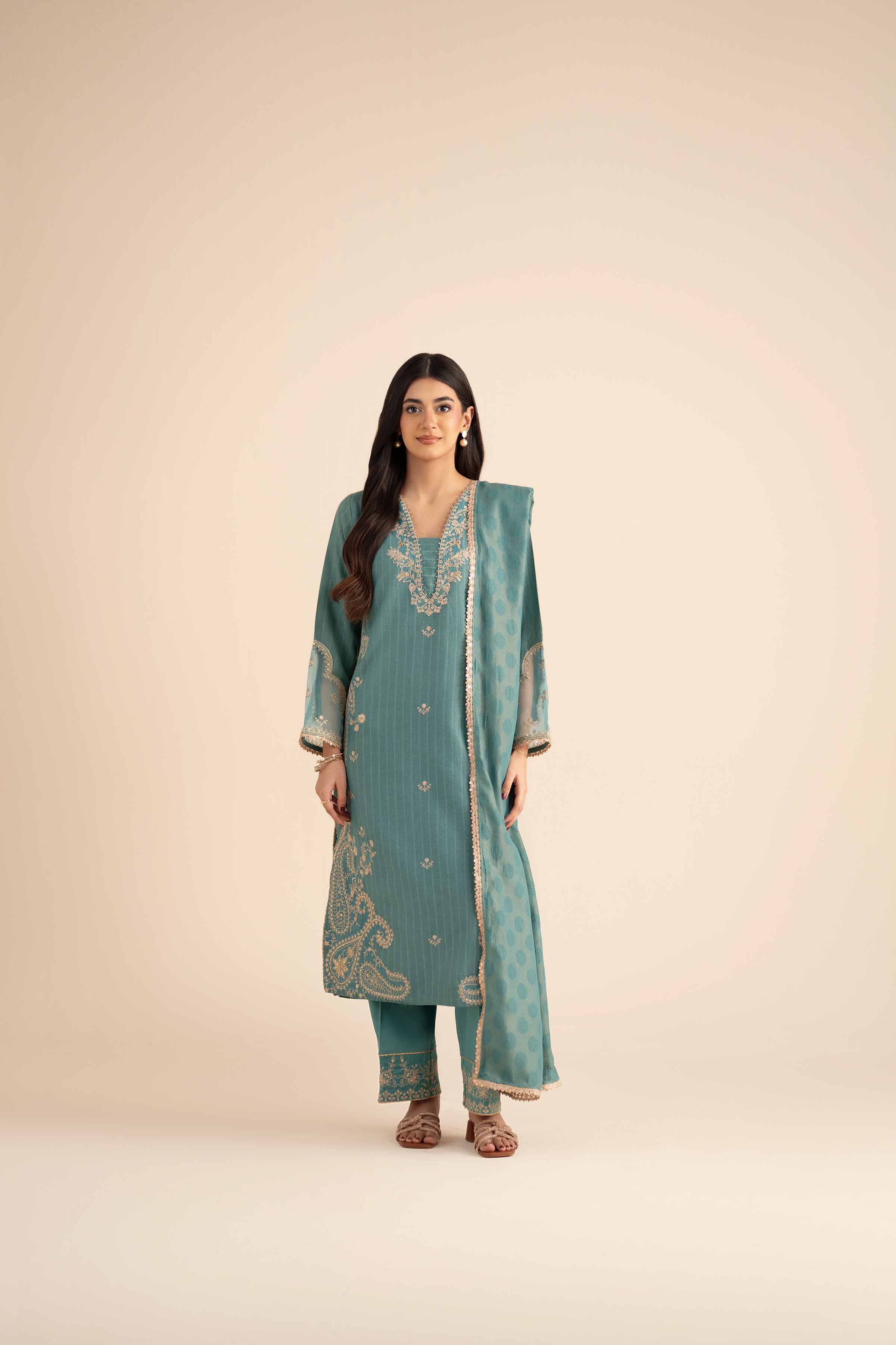 3 Piece - Embroidered Suit - PW25-406 - Image 5