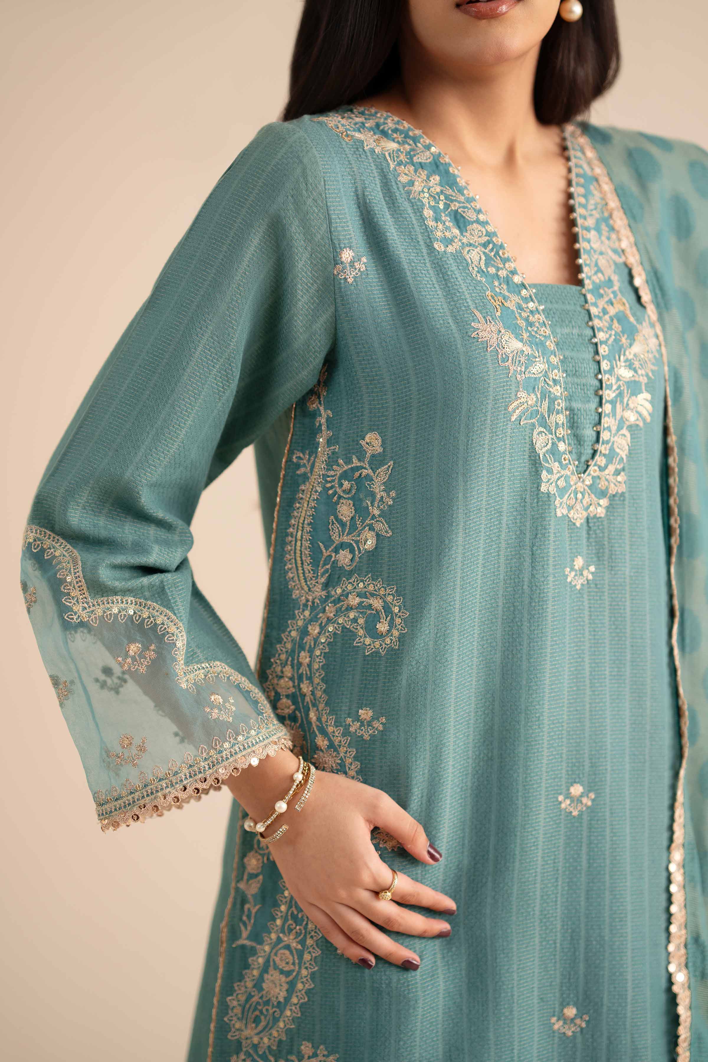 3 Piece - Embroidered Suit - PW25-406 - Image 7