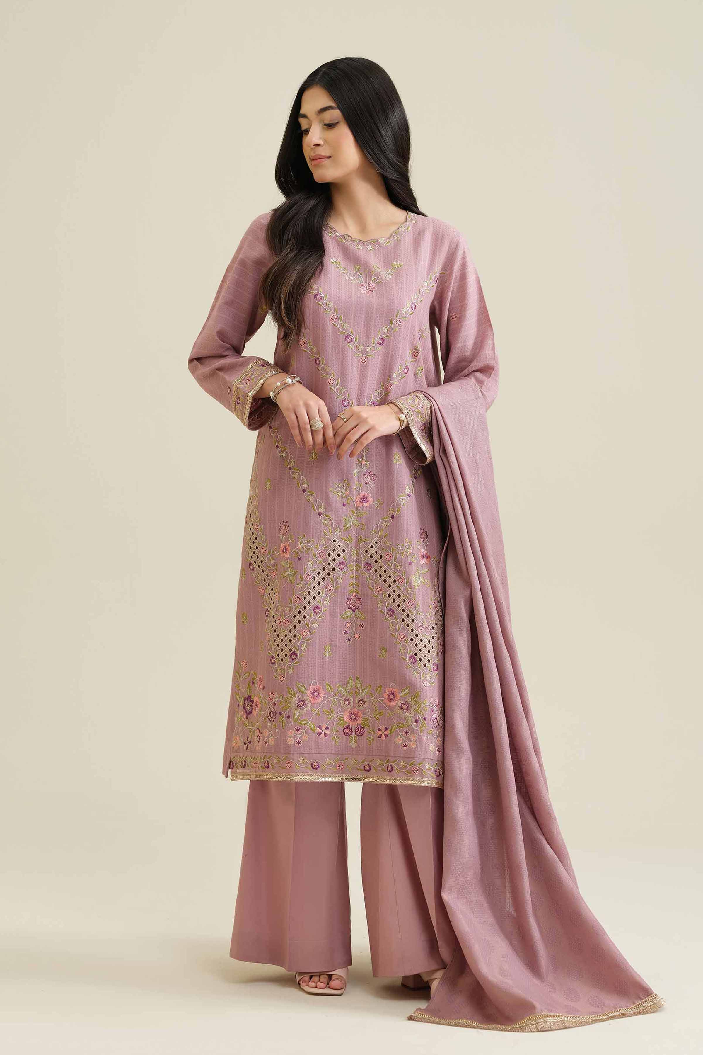 3 Piece - Embroidered Suit - PW25-407