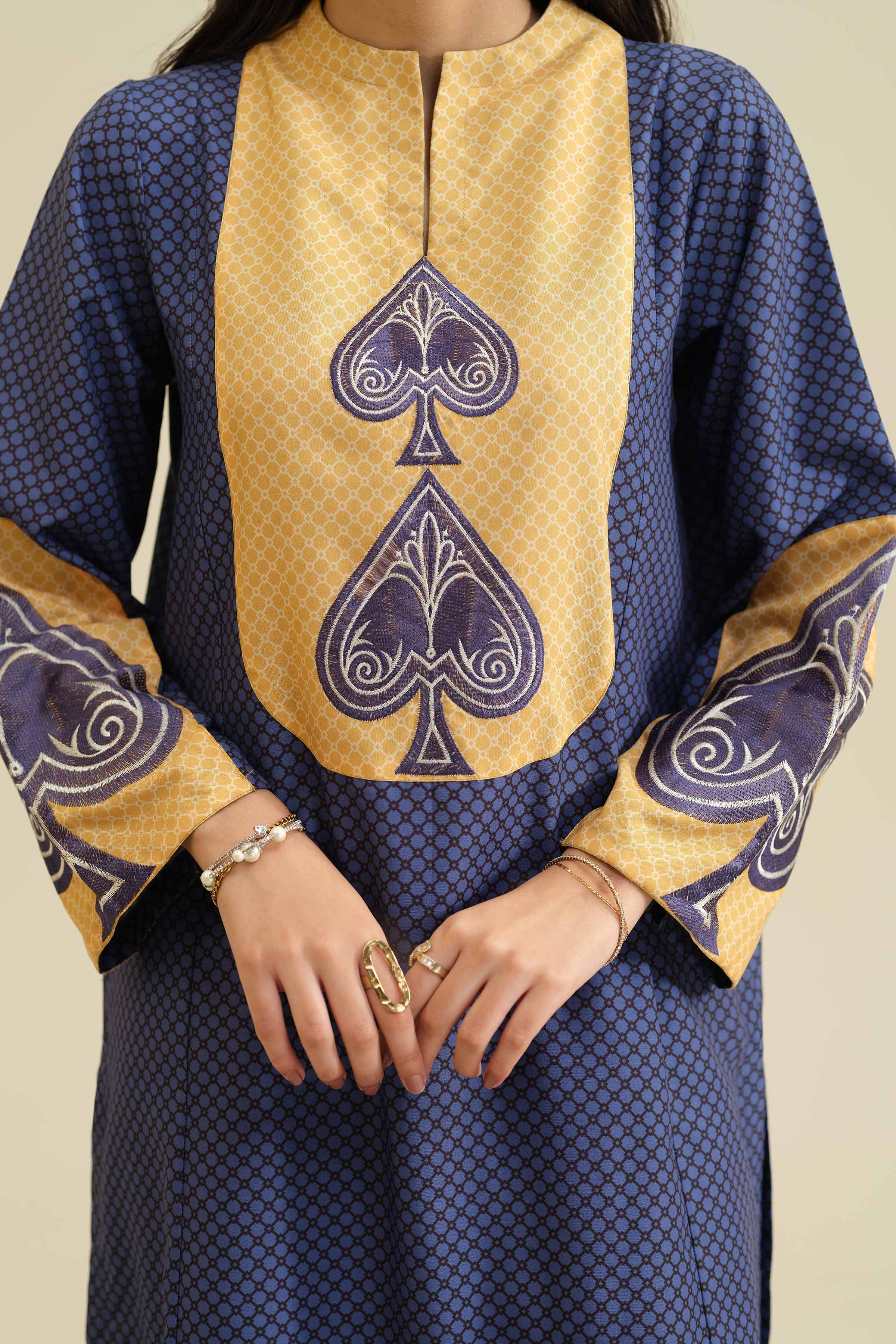 3 Piece - Printed Embroidered Suit - PW25-408 - Image 6