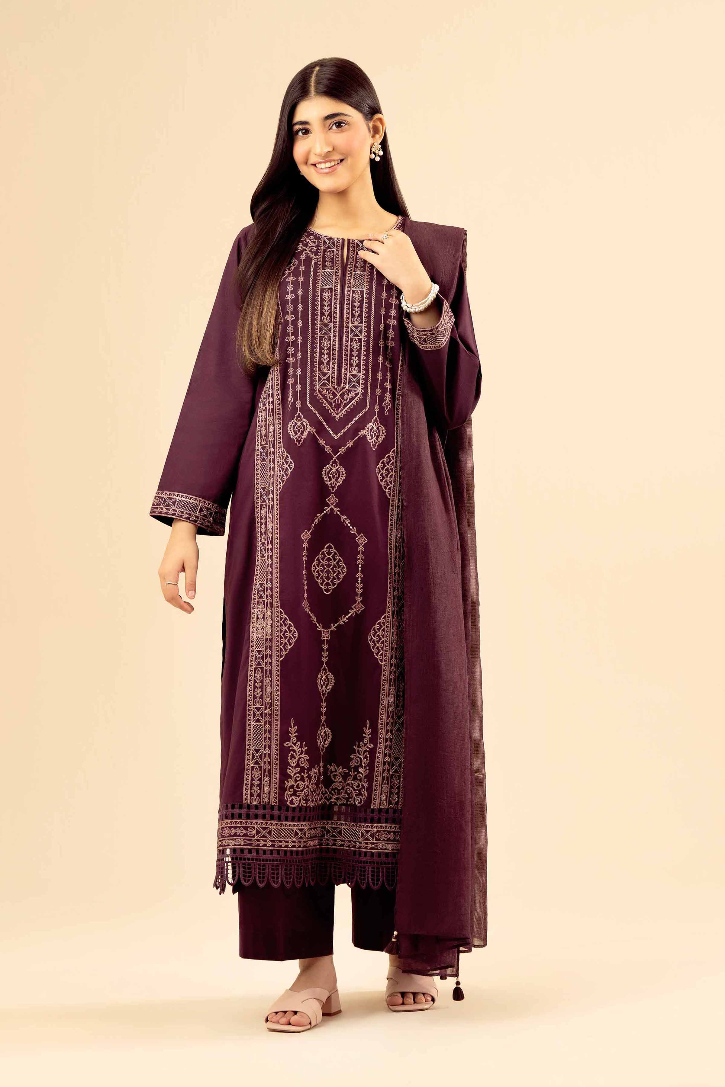 3 Piece - Embroidered Suit - PW25-413 - Image 2