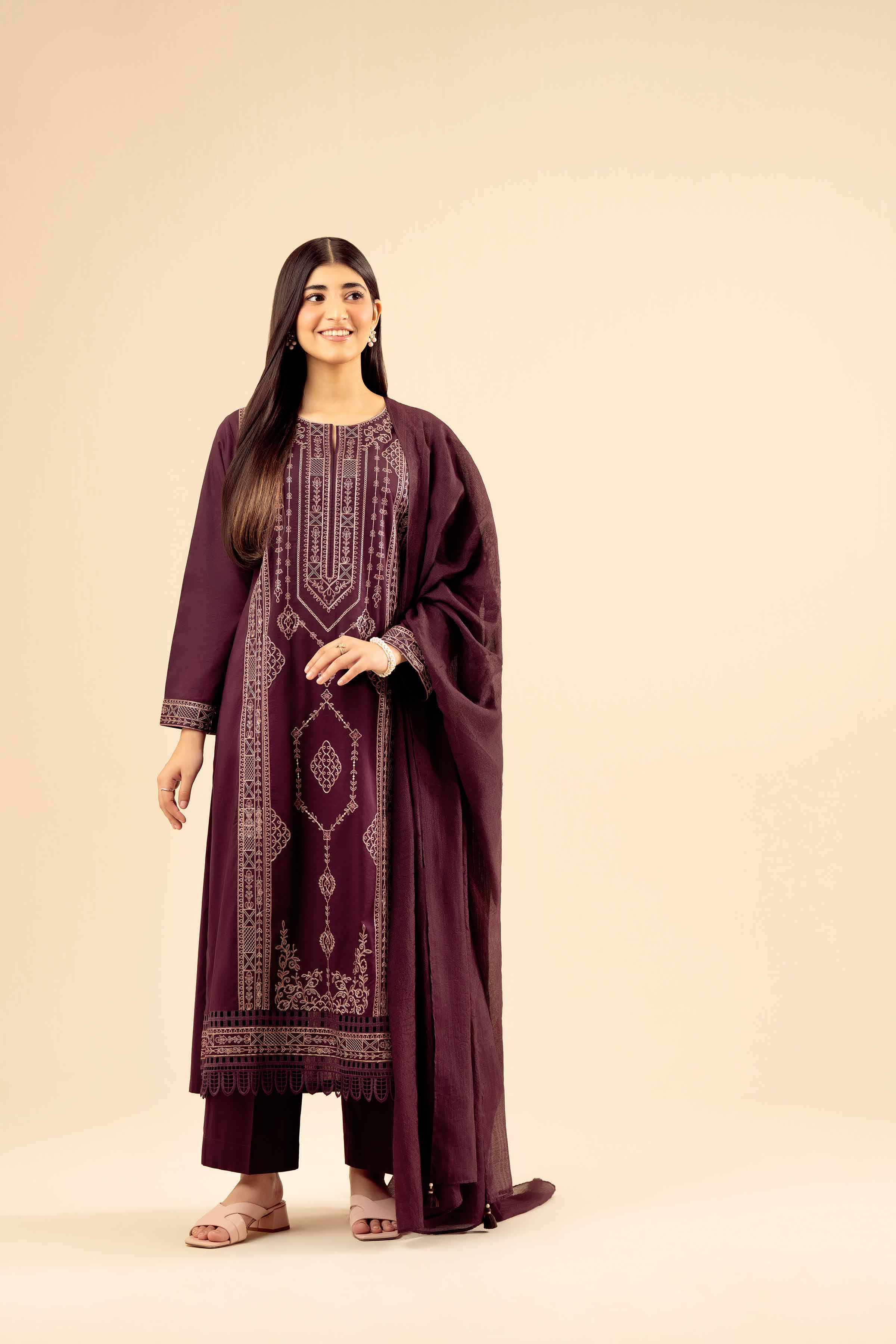 3 Piece - Embroidered Suit - PW25-413 - Image 4